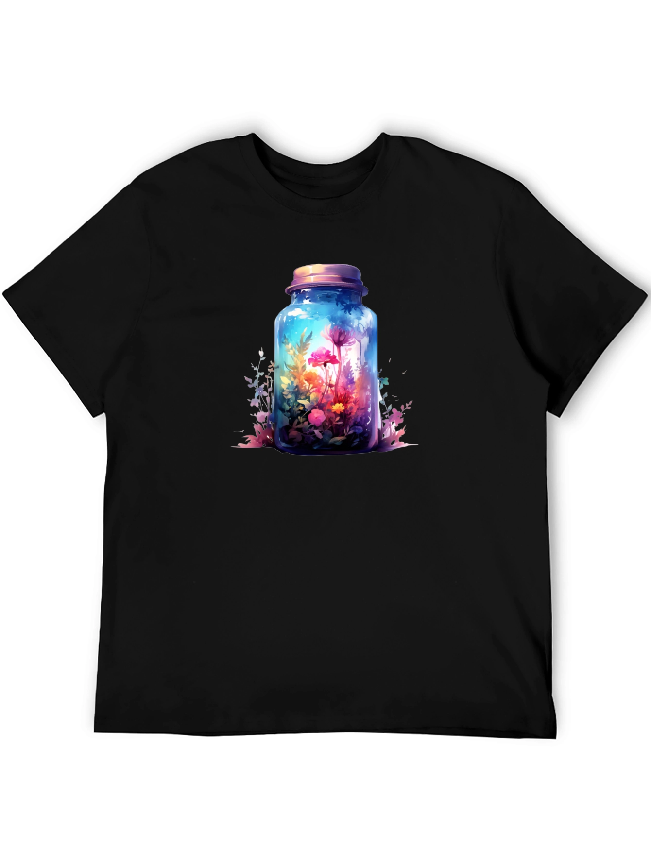 Floral Terrarium Graphic Tee - Mens Black T-Shirt