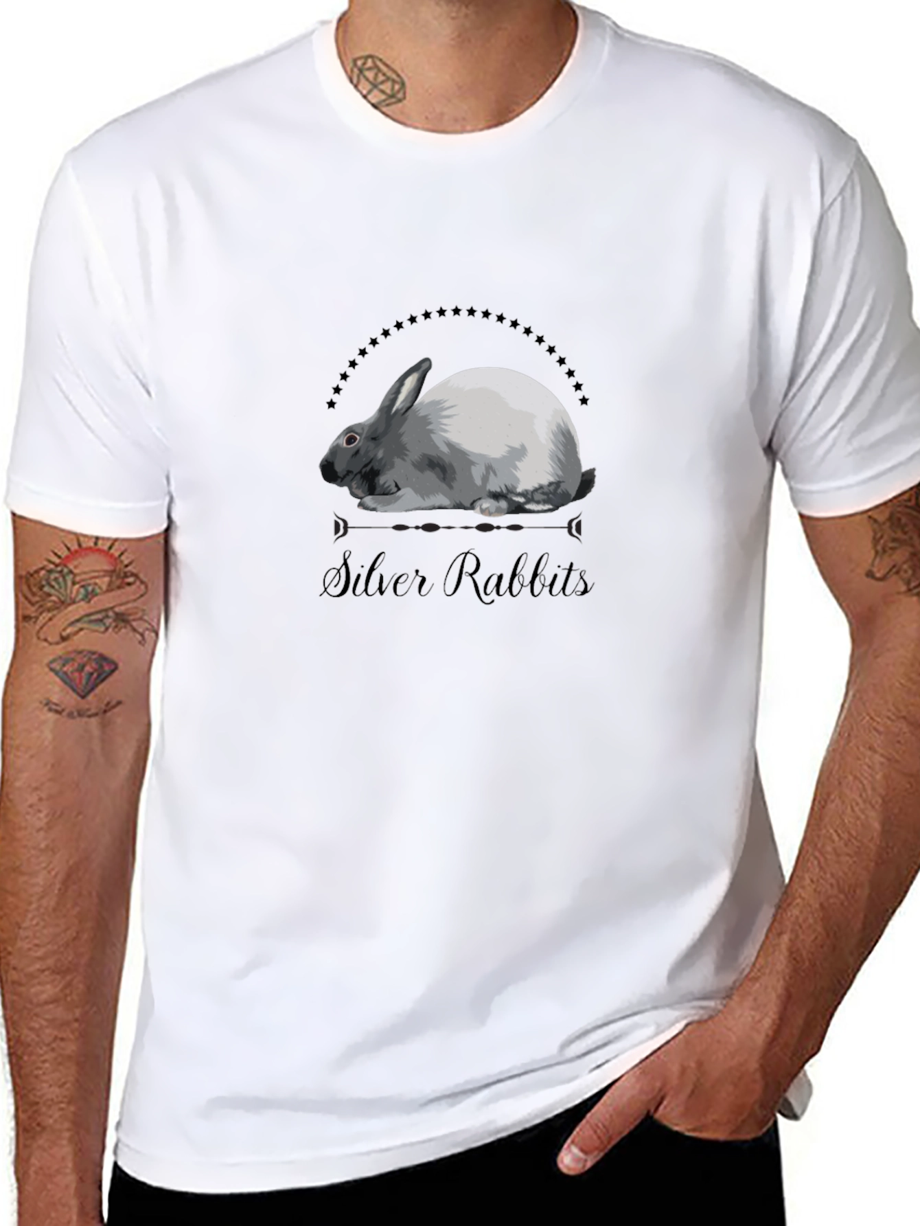 Silver Rabbits Black T-Shirt