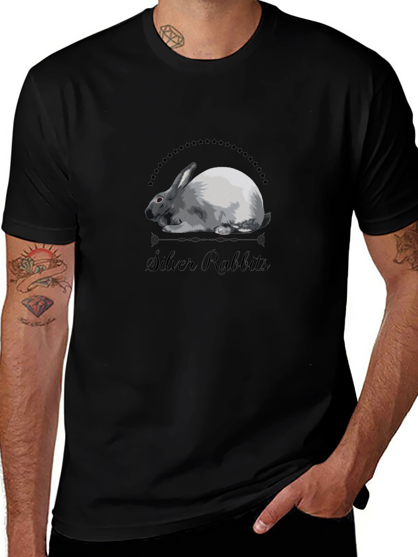 Silver Rabbits Black T-Shirt