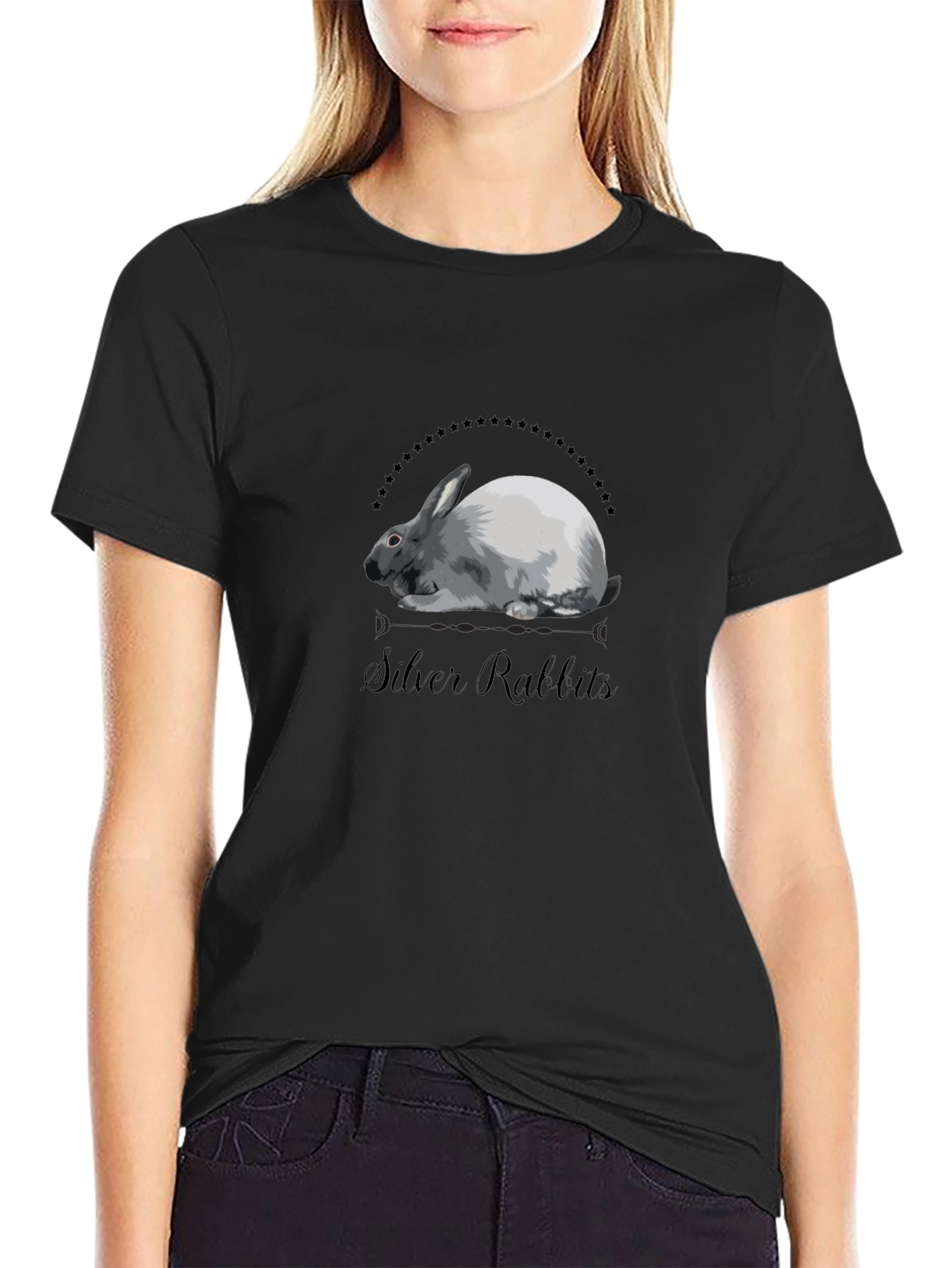Silver Rabbits Black T-Shirt