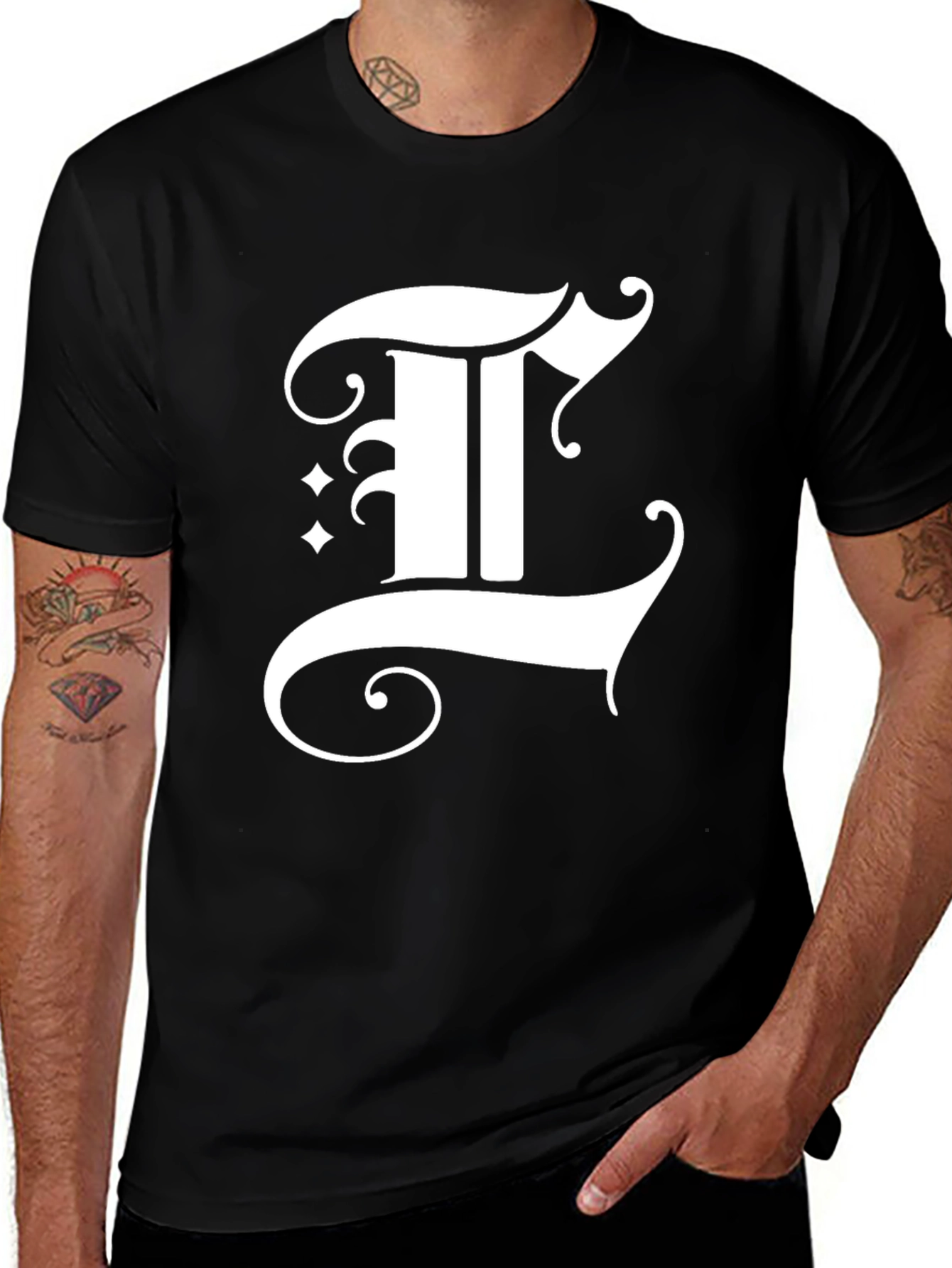 Elegant Letter T Graphic Black T-Shirt