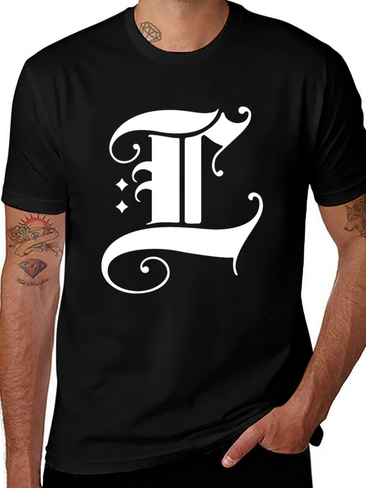 Elegant Letter T Graphic Black T-Shirt