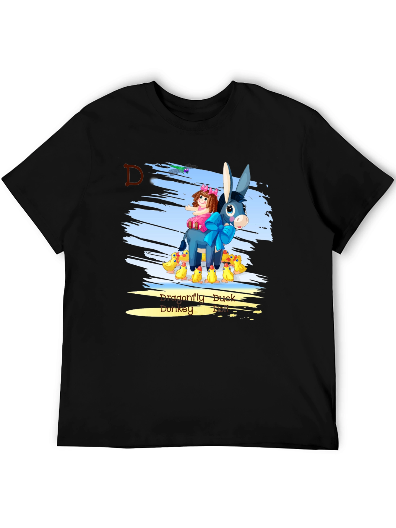 Cartoon Donkey & Ducks Graphic T-Shirt