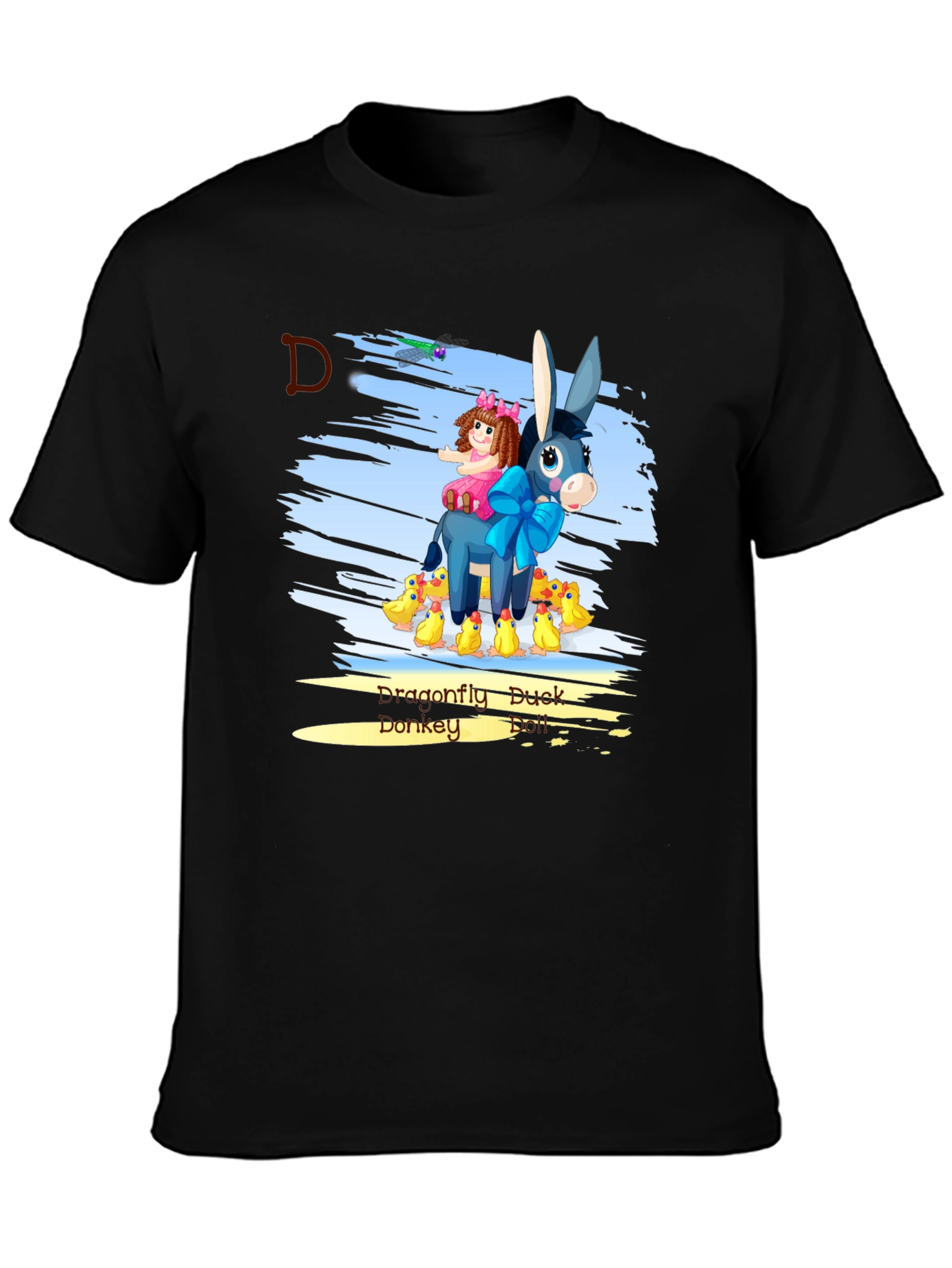 Cartoon Donkey & Ducks Graphic T-Shirt