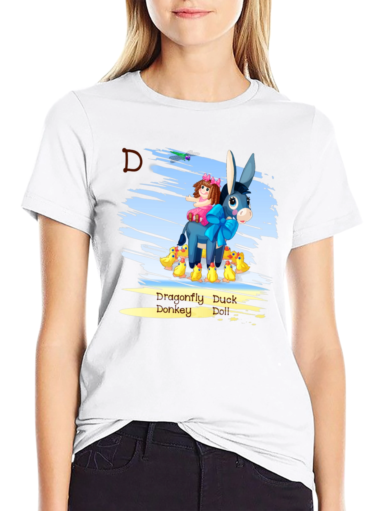 Cartoon Donkey & Ducks Graphic T-Shirt