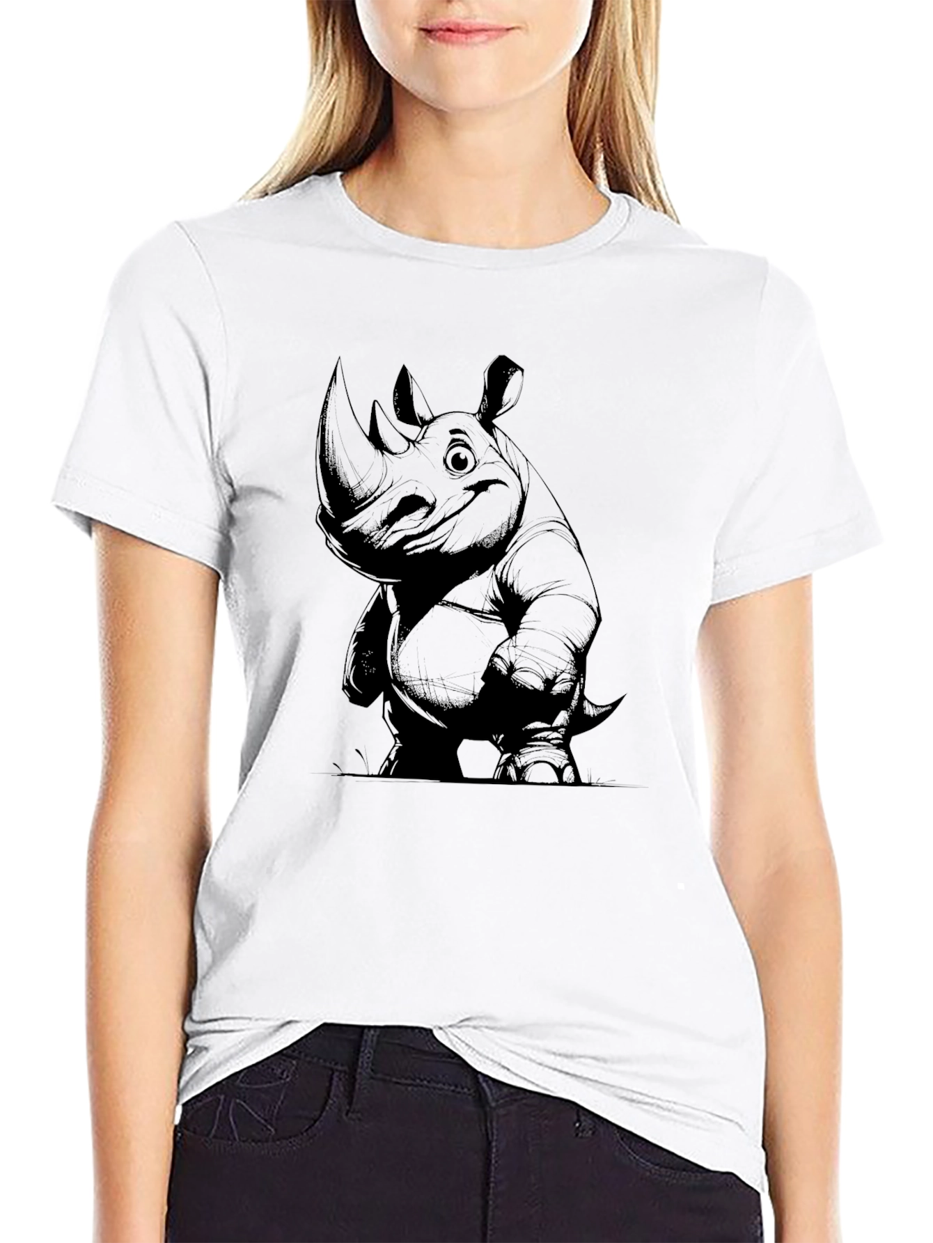 Rhino Graphic Tee - Mens Black Cotton T-Shirt