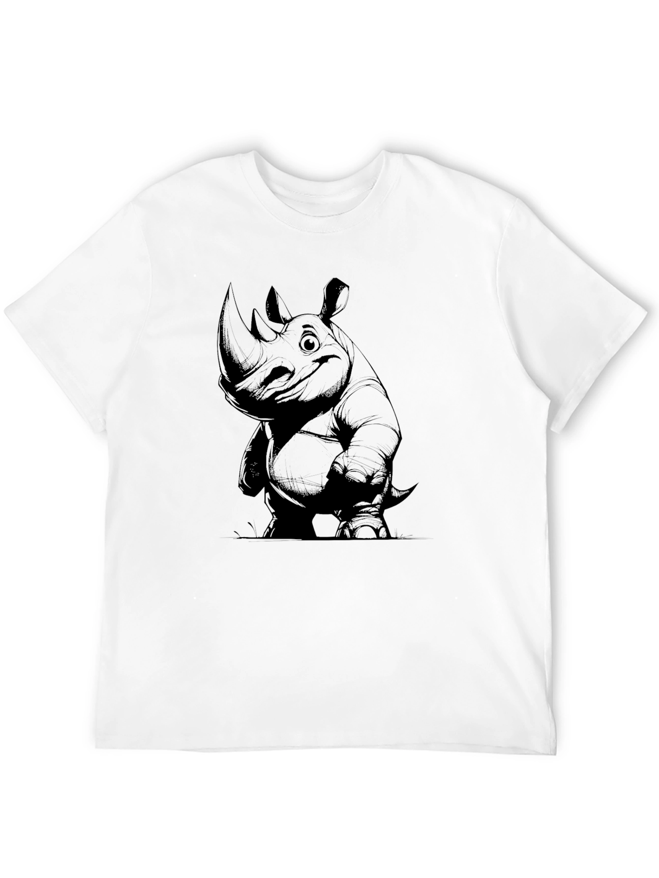 Rhino Graphic Tee - Mens Black Cotton T-Shirt