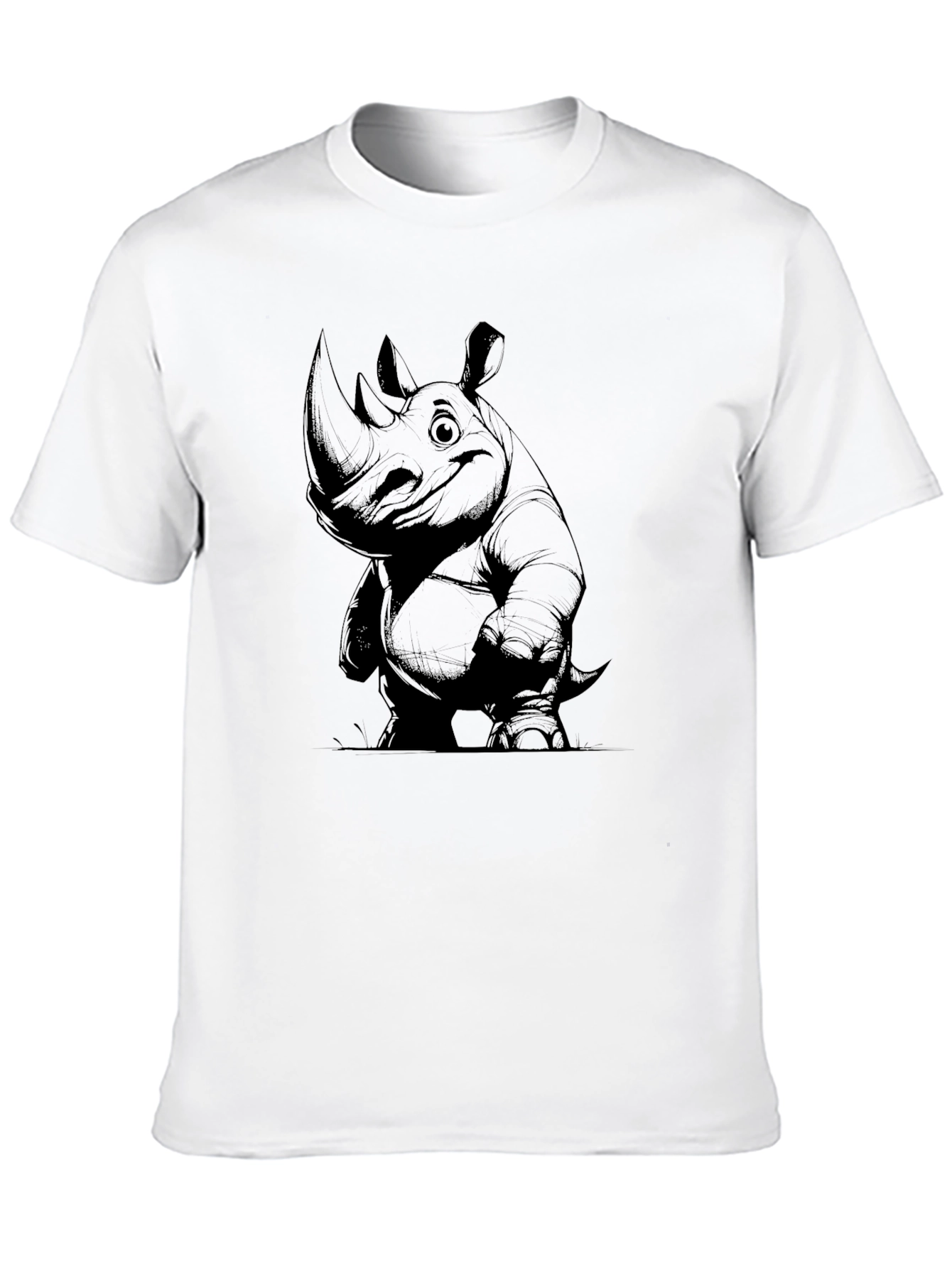 Rhino Graphic Tee - Mens Black Cotton T-Shirt
