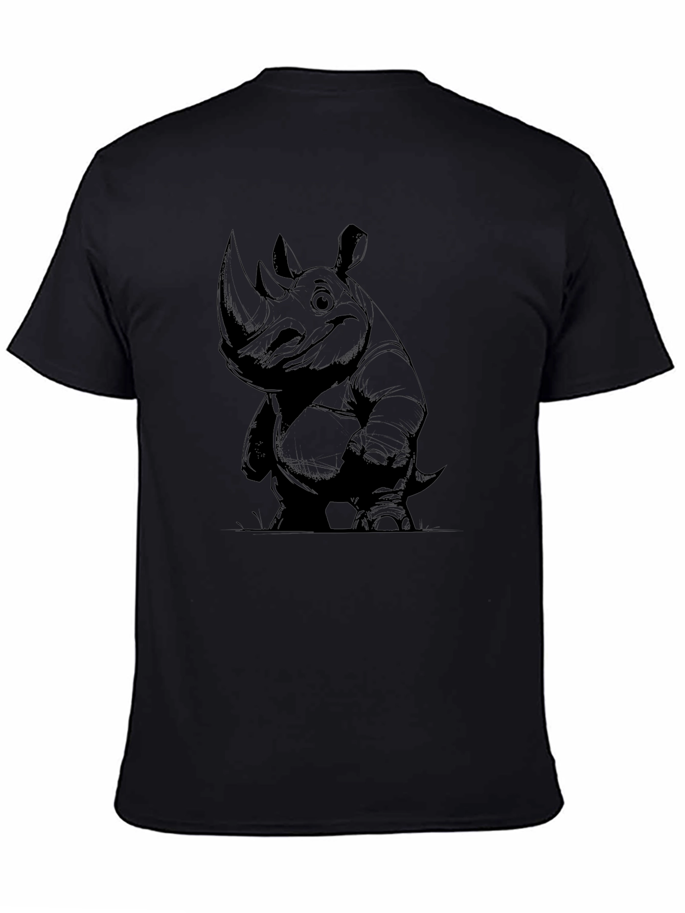 Rhino Graphic Tee - Mens Black Cotton T-Shirt