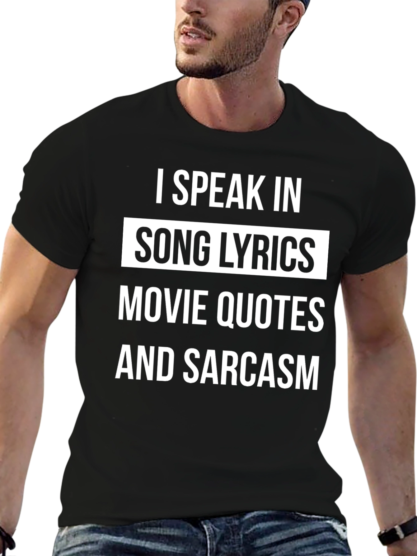 I Speak In Song Lyrics Mens Black T-Shirt
