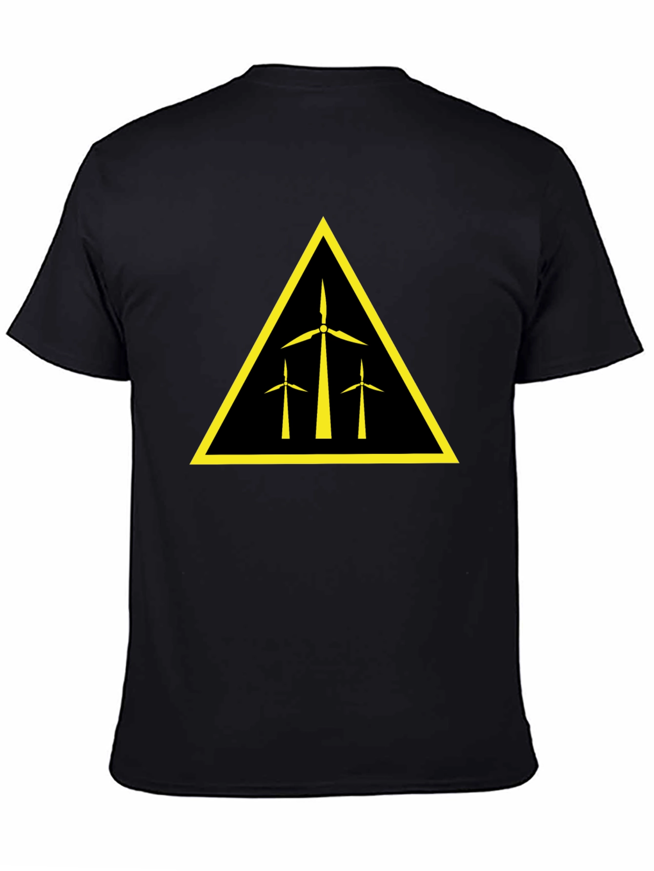 Wind Turbine Warning Sign Black T-Shirt
