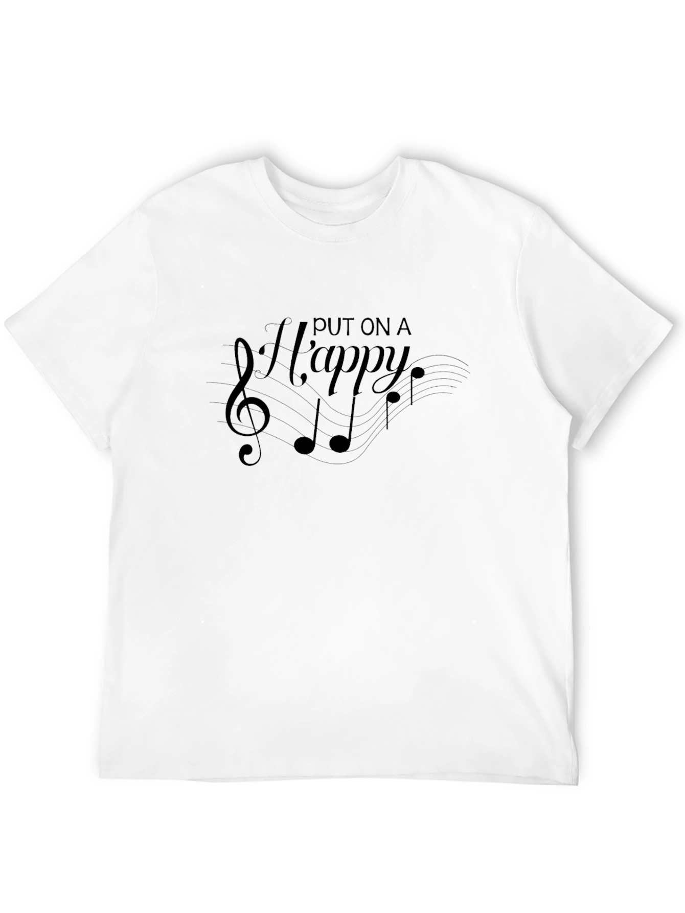 Musical Put on a Happy Graphic Black T-Shirt