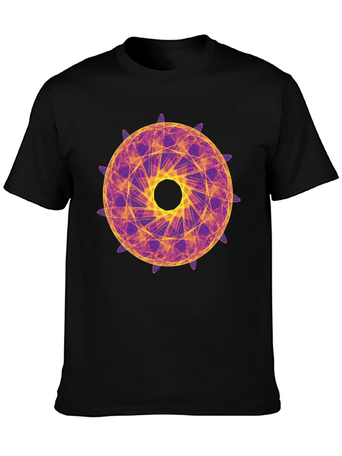 Geometric Mandala Graphic Tee - Stylish Black T-Shirt