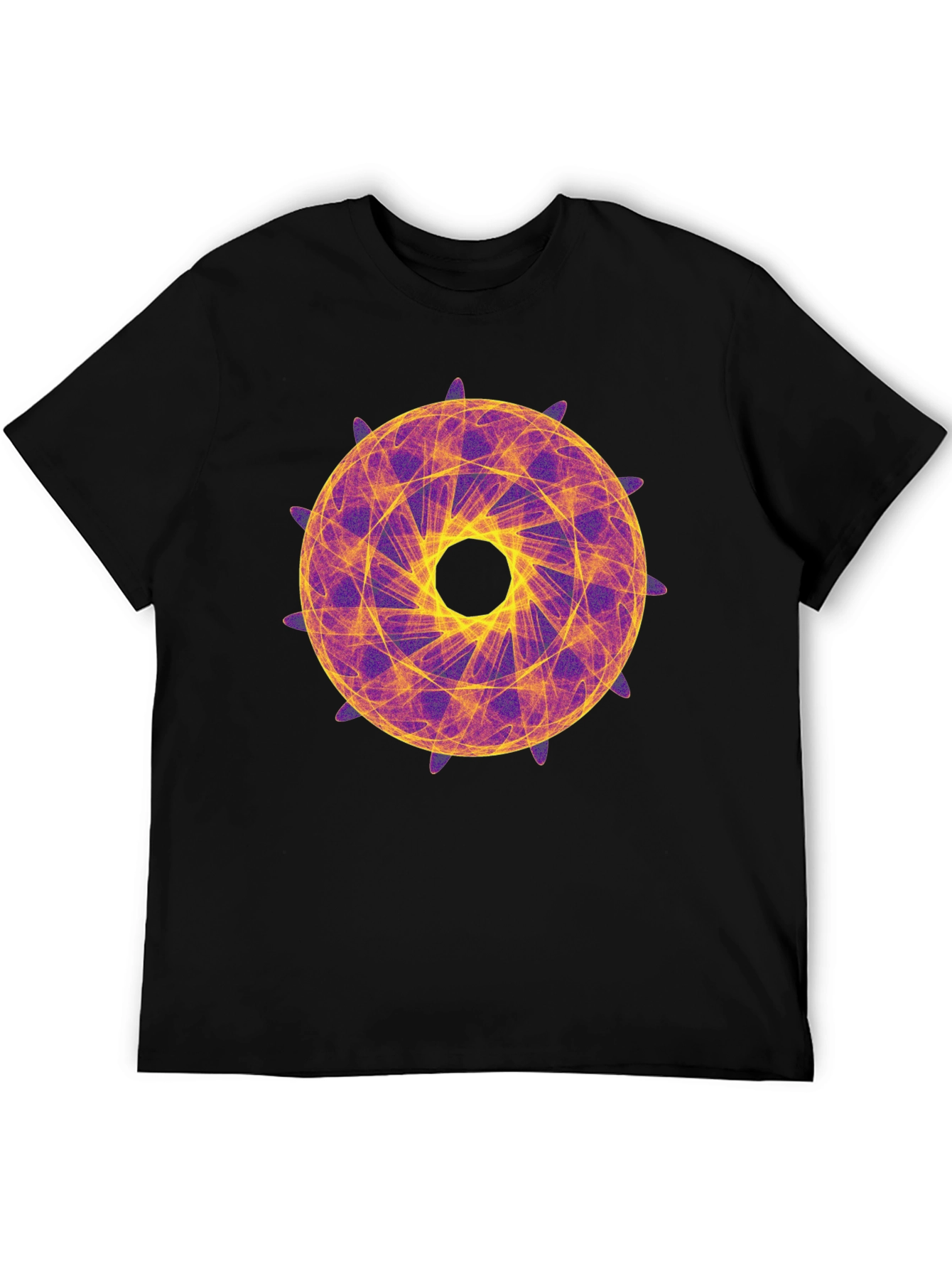 Geometric Mandala Graphic Tee - Stylish Black T-Shirt