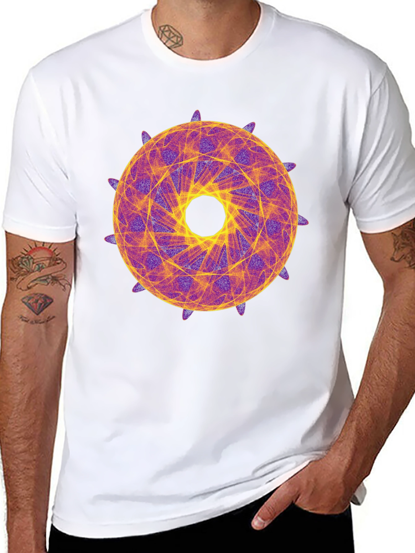 Geometric Mandala Graphic Tee - Stylish Black T-Shirt