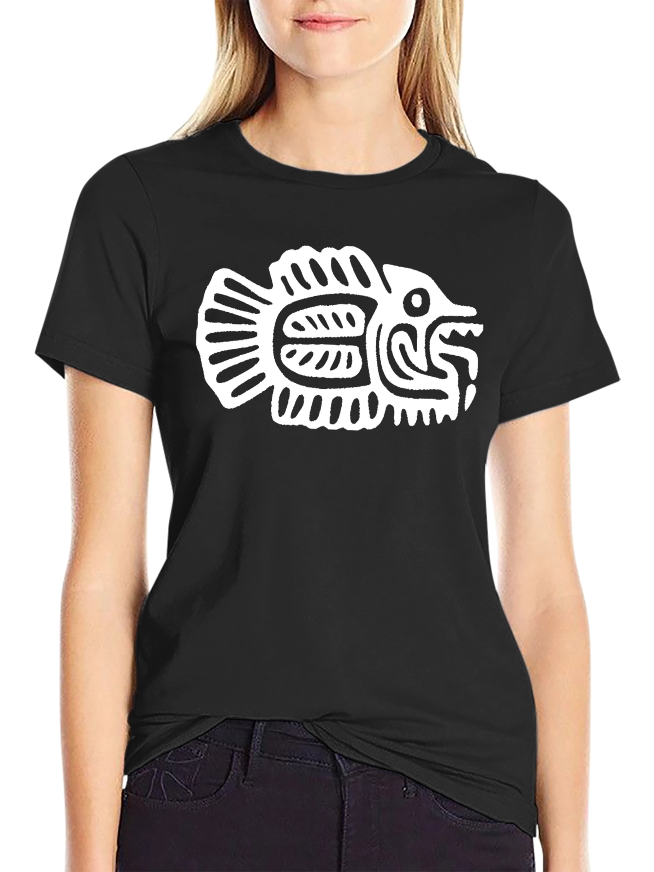 Tribal Fish Graphic Black T-Shirt