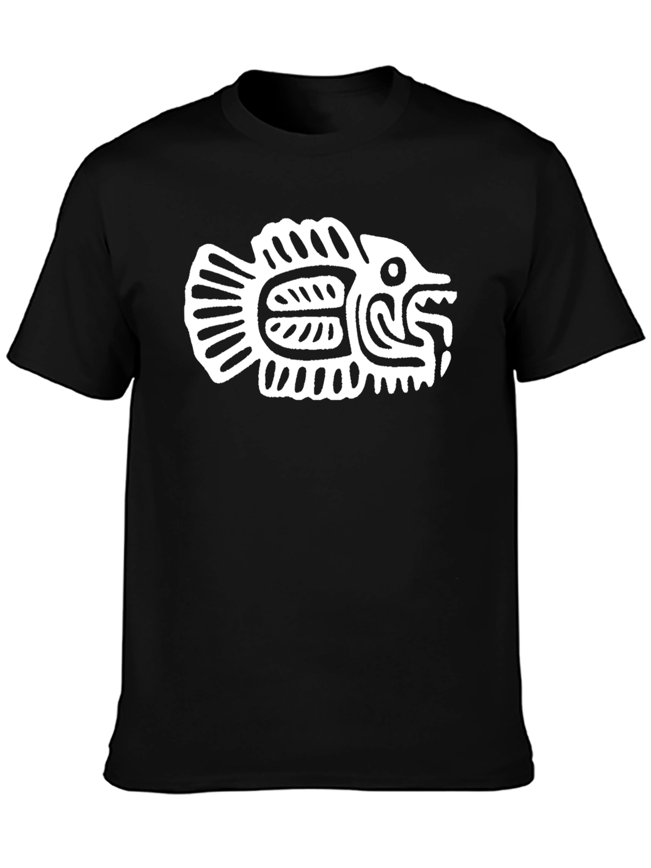 Tribal Fish Graphic Black T-Shirt
