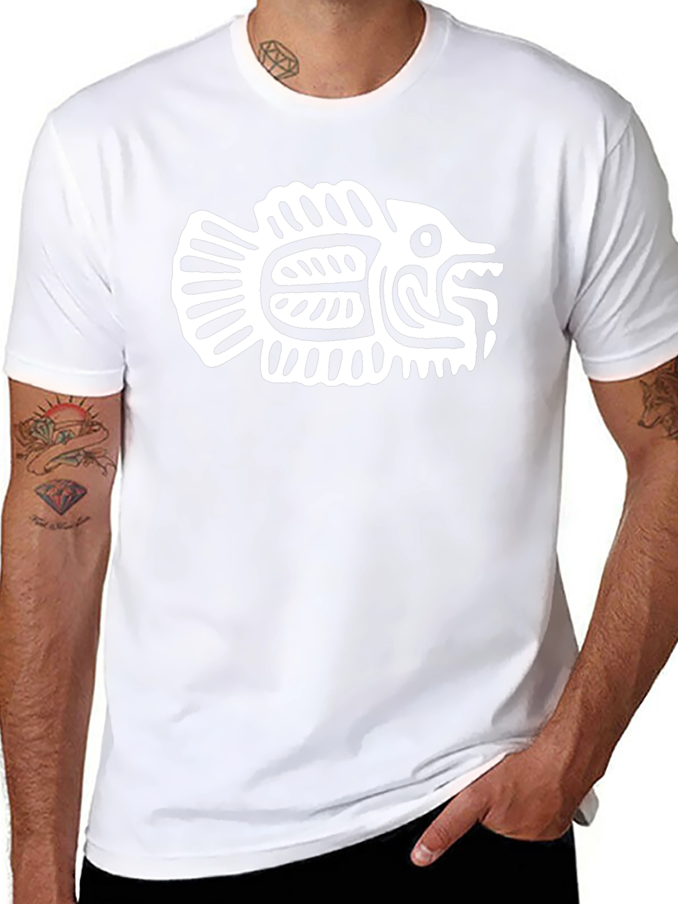 Tribal Fish Graphic Black T-Shirt