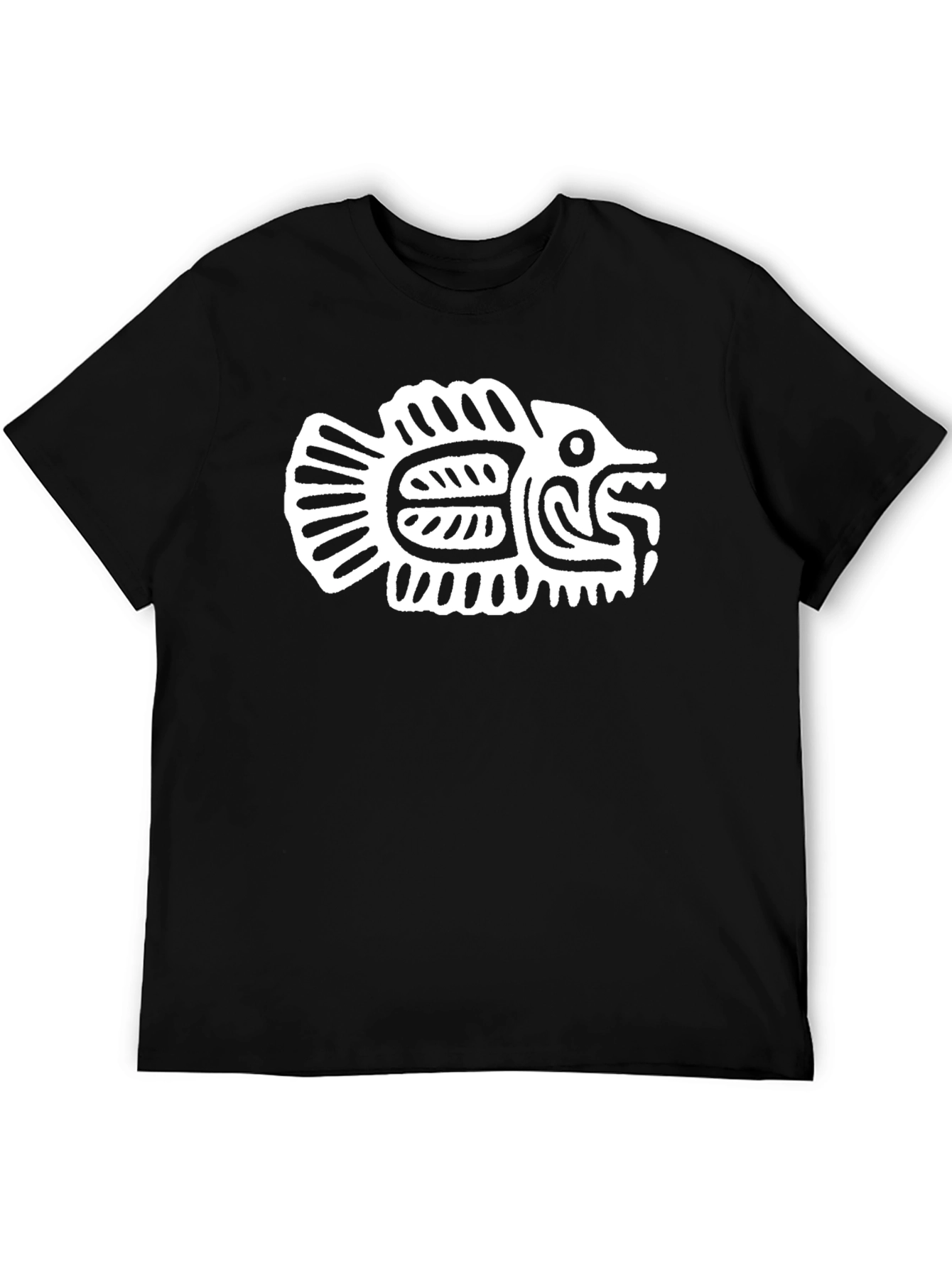 Tribal Fish Graphic Black T-Shirt