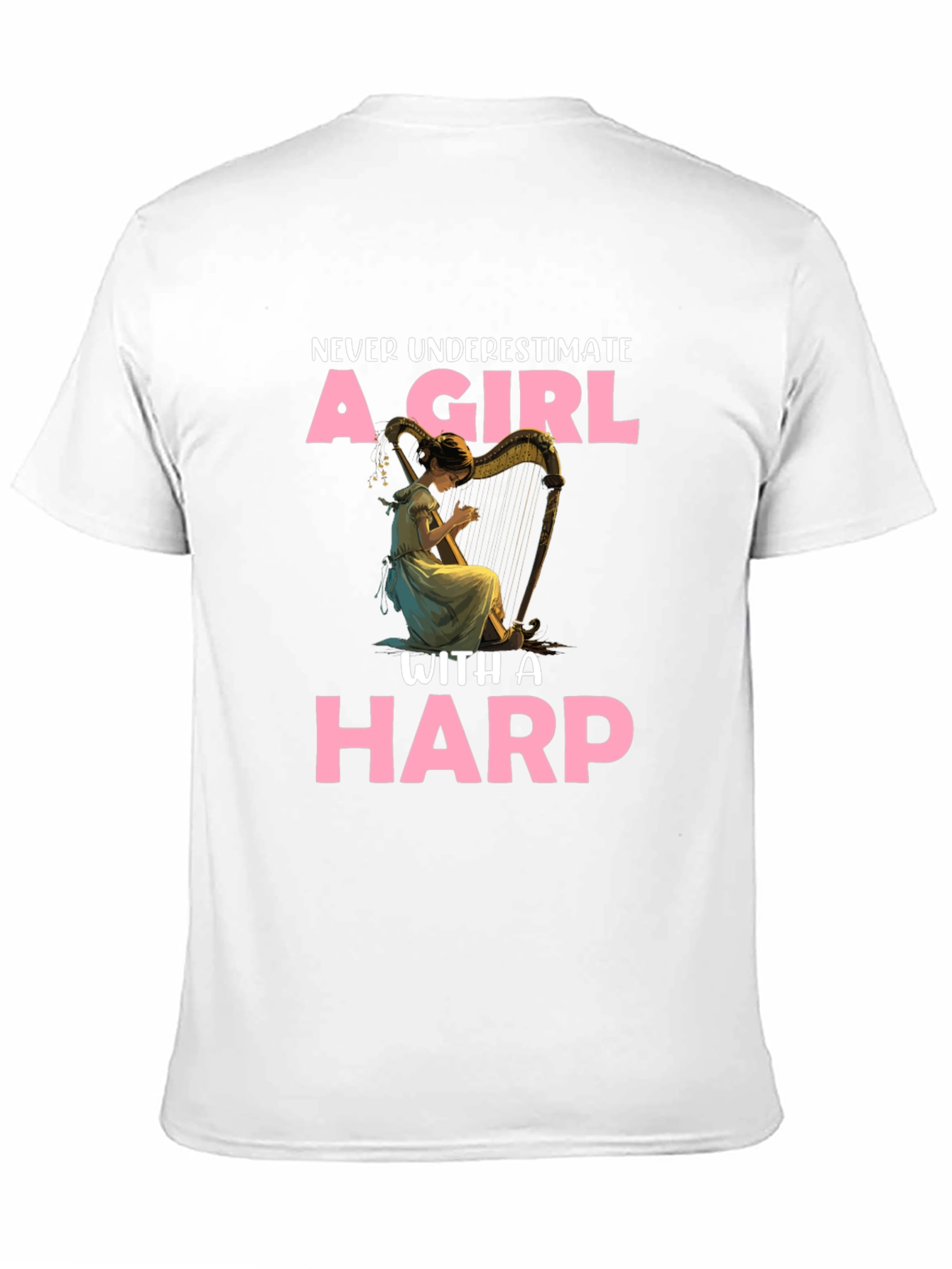 Girl with Harp Graphic T-Shirt
