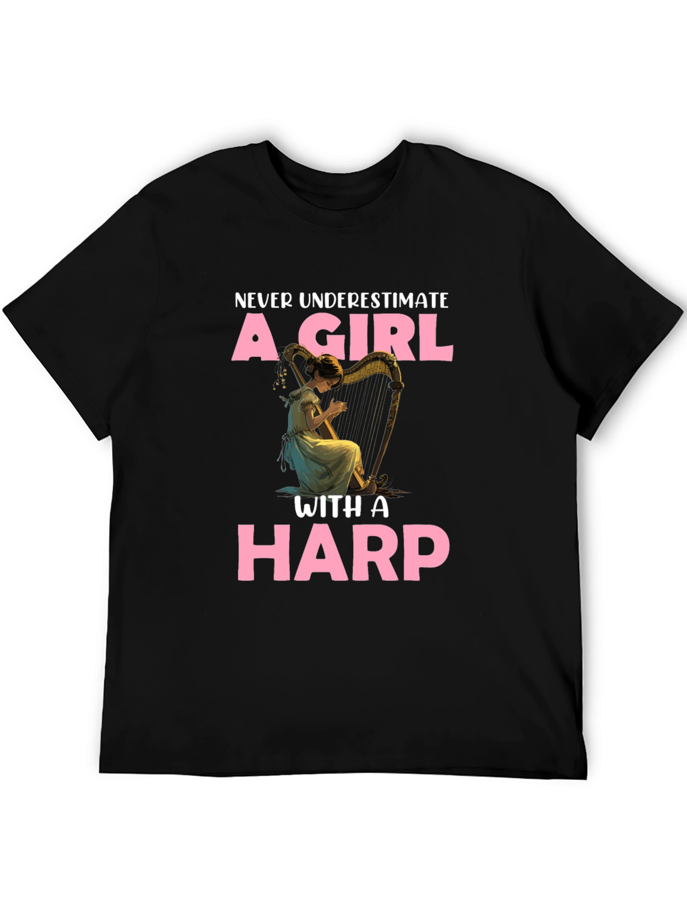 Girl with Harp Graphic T-Shirt