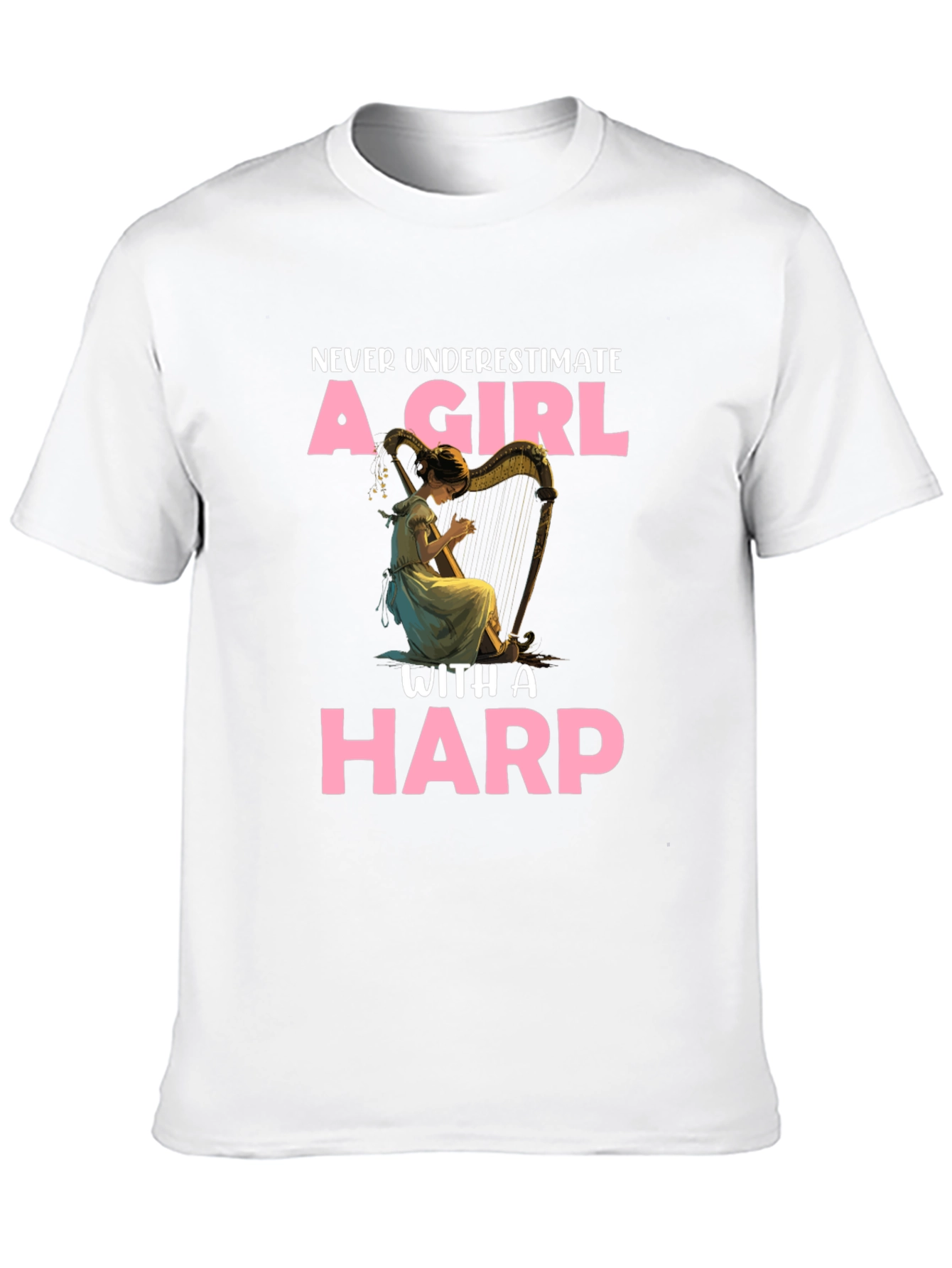 Girl with Harp Graphic T-Shirt