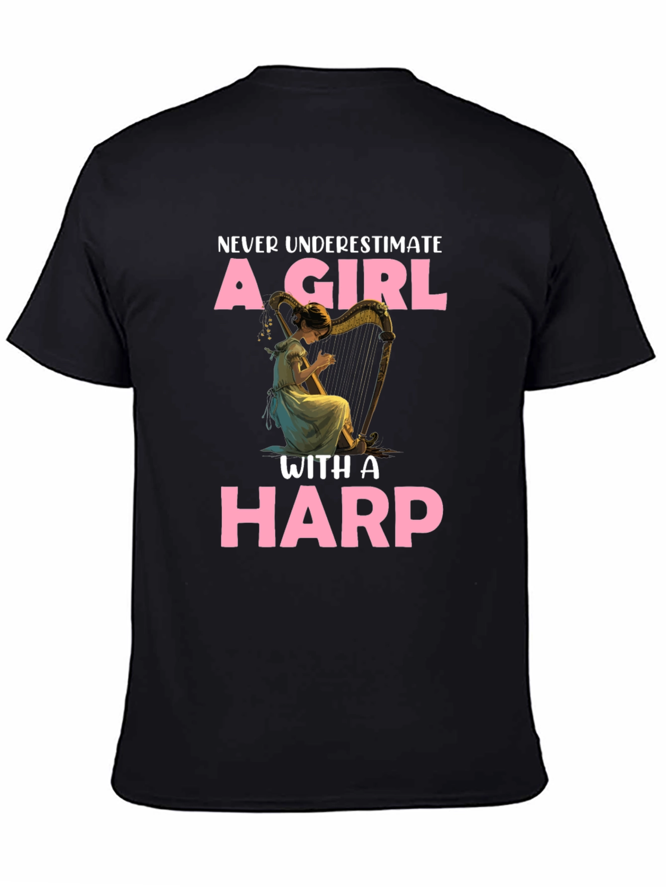 Girl with Harp Graphic T-Shirt