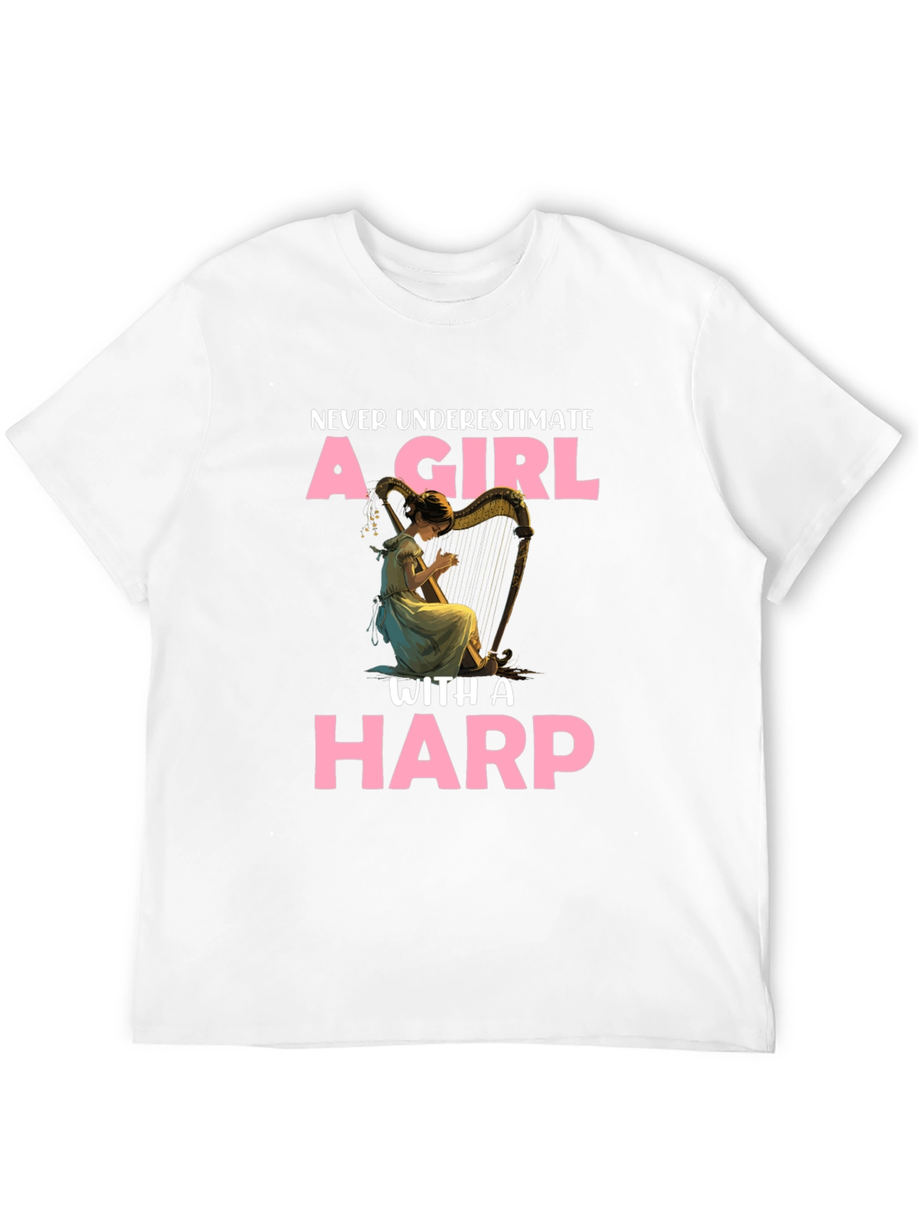 Girl with Harp Graphic T-Shirt