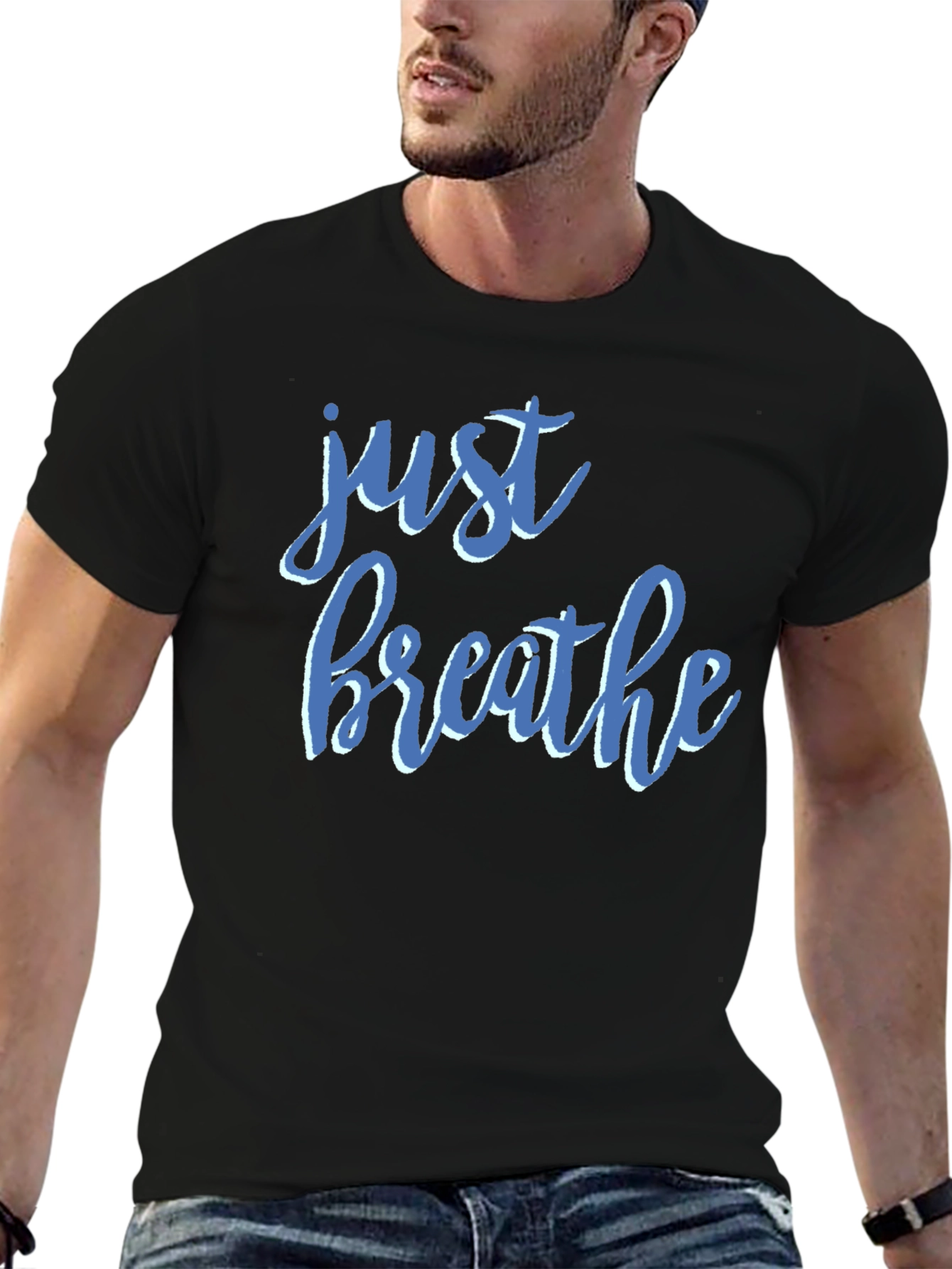 Just Breathe Black Graphic Tee