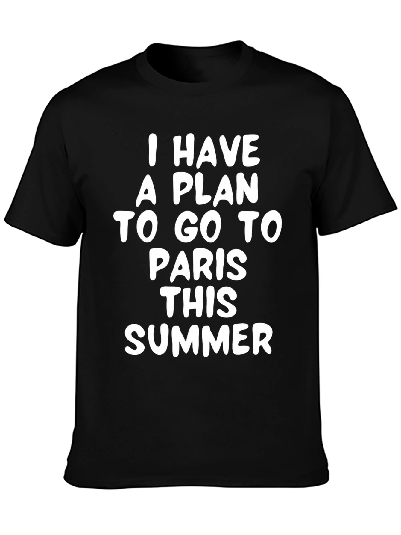 Paris Summer Plan T-Shirt - Black Crew Neck Tee