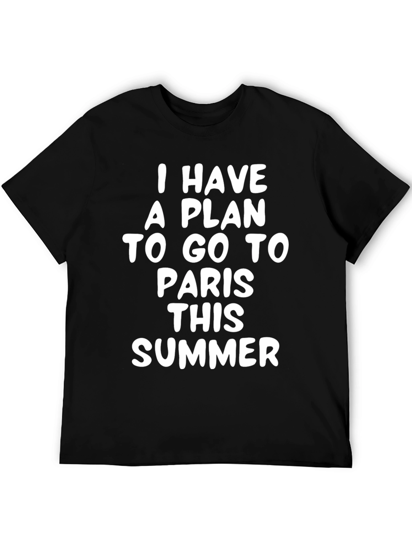 Paris Summer Plan T-Shirt - Black Crew Neck Tee