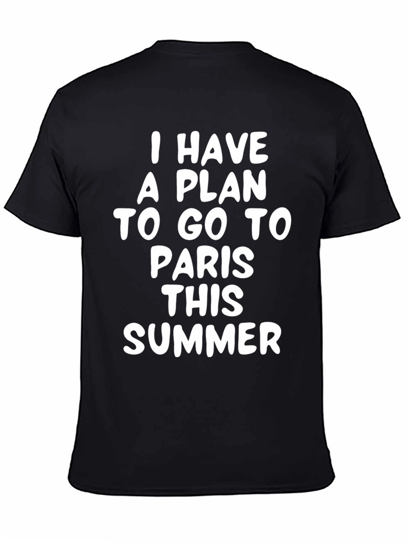 Paris Summer Plan T-Shirt - Black Crew Neck Tee