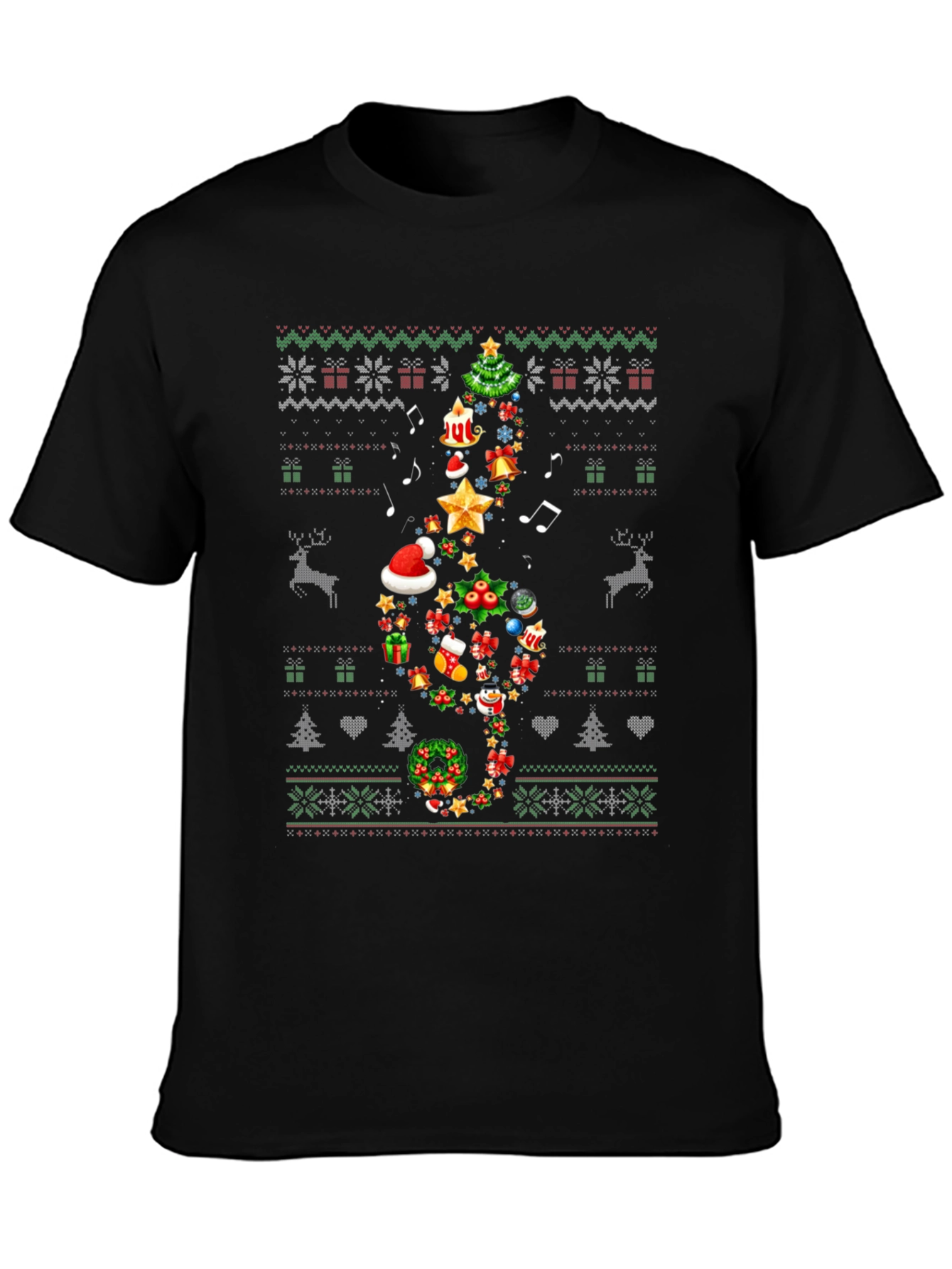 Festive Christmas Treble Clef T-Shirt