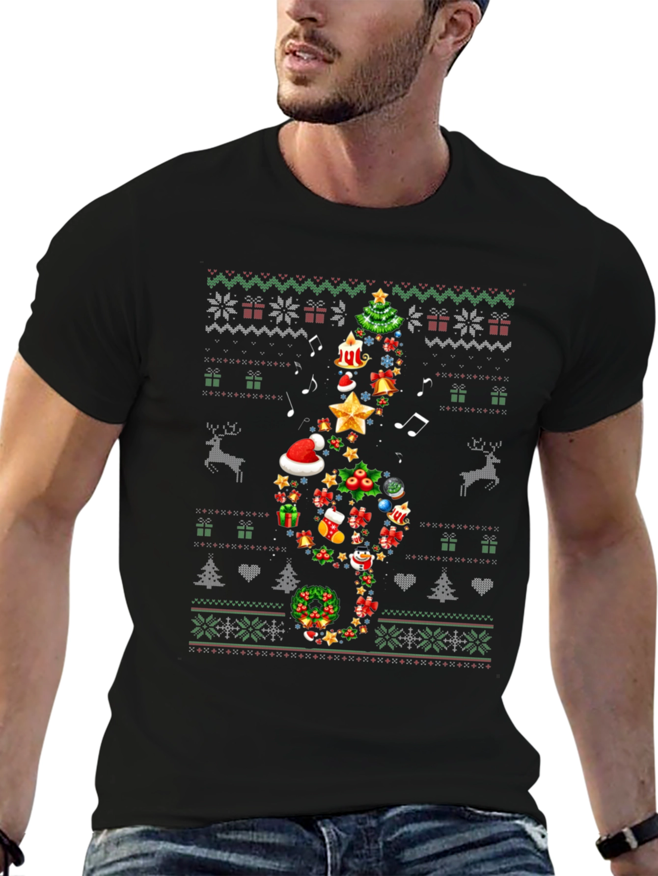 Festive Christmas Treble Clef T-Shirt