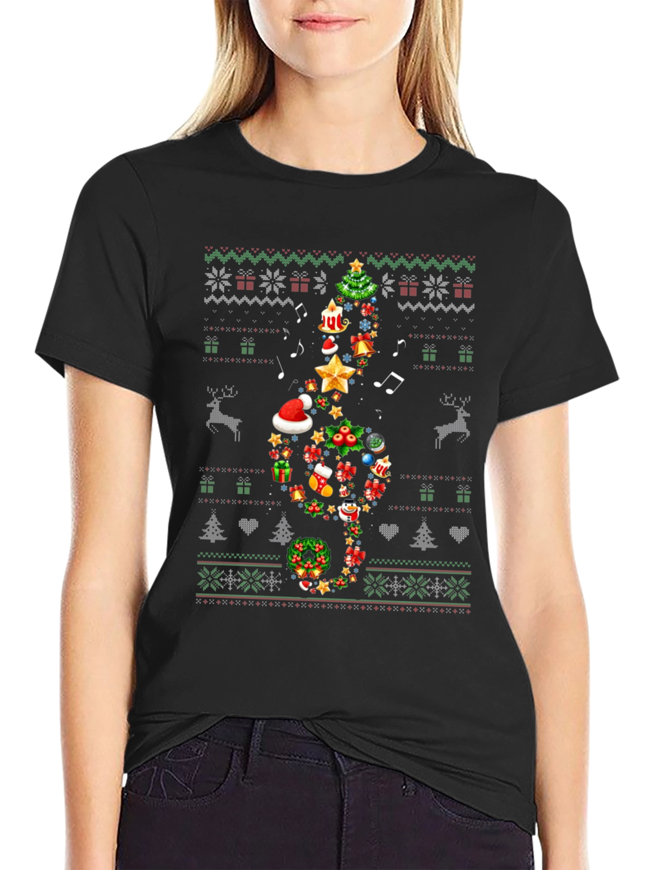 Festive Christmas Treble Clef T-Shirt