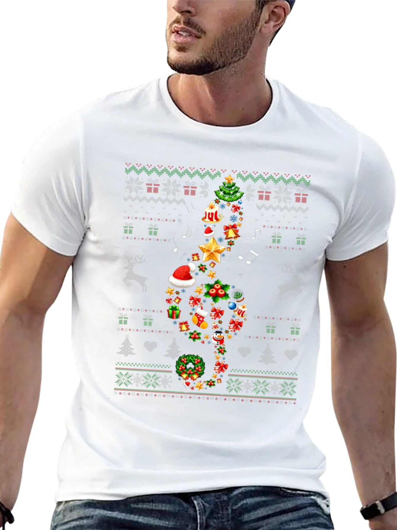 Festive Christmas Treble Clef T-Shirt