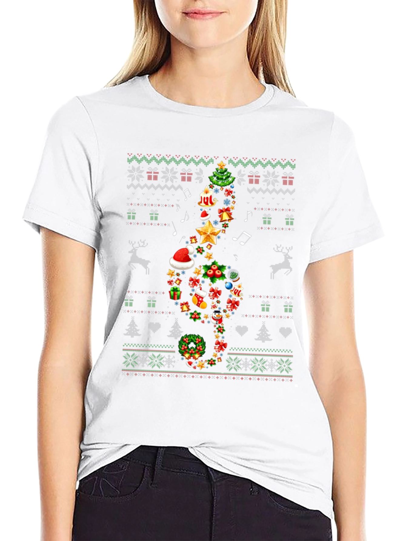 Festive Christmas Treble Clef T-Shirt