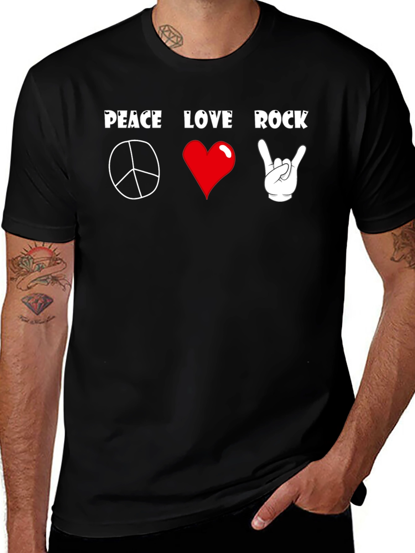 Peace Love Rock T-Shirt - Classic Graphic Tee