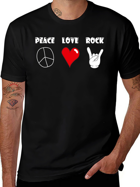 Peace Love Rock T-Shirt - Classic Graphic Tee