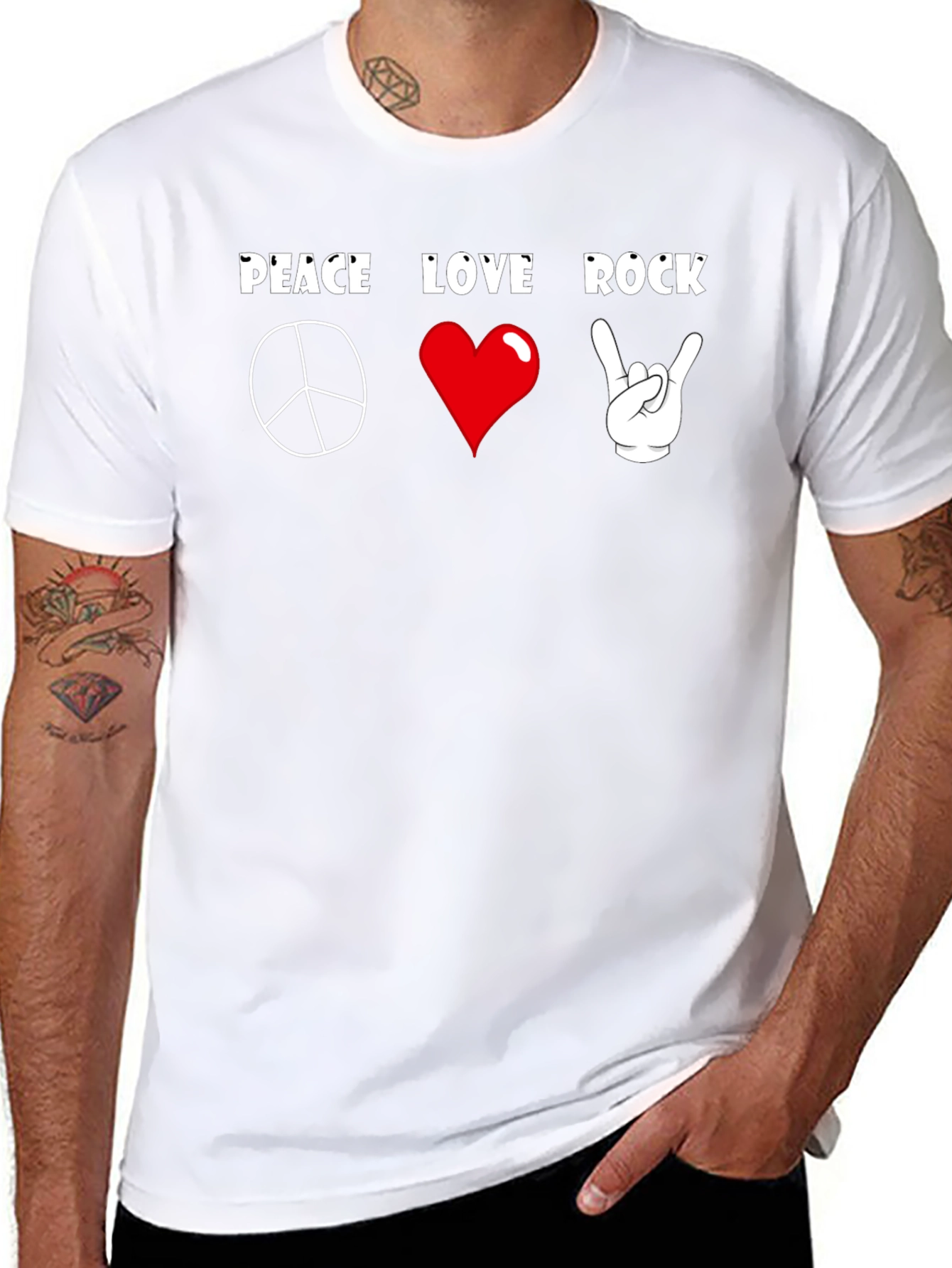 Peace Love Rock T-Shirt - Classic Graphic Tee