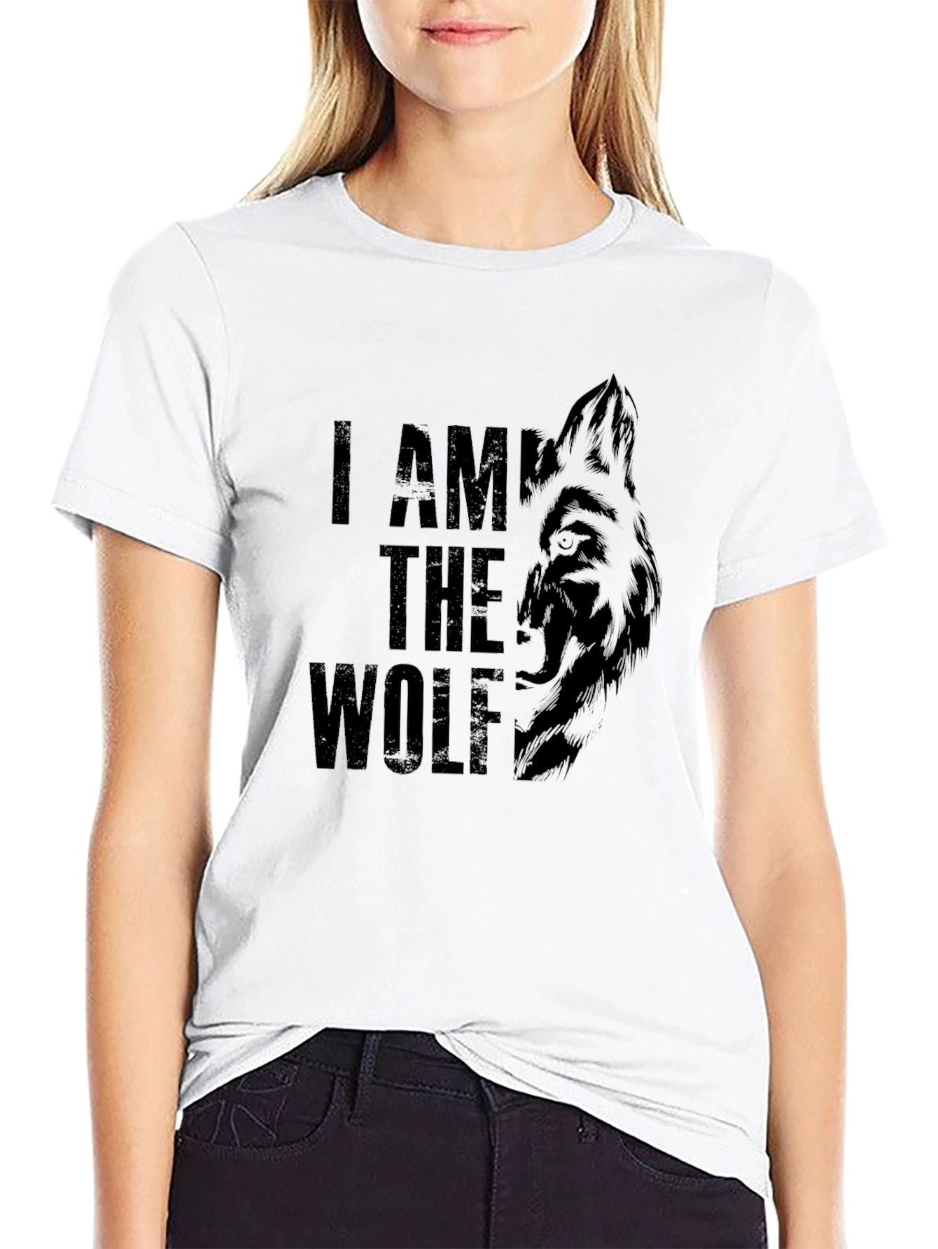 I Am The Wolf T-Shirt Black Crew Neck