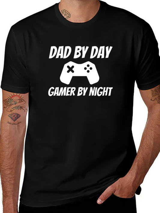 Dad by Day Gamer by Night Graphic Tee - Black