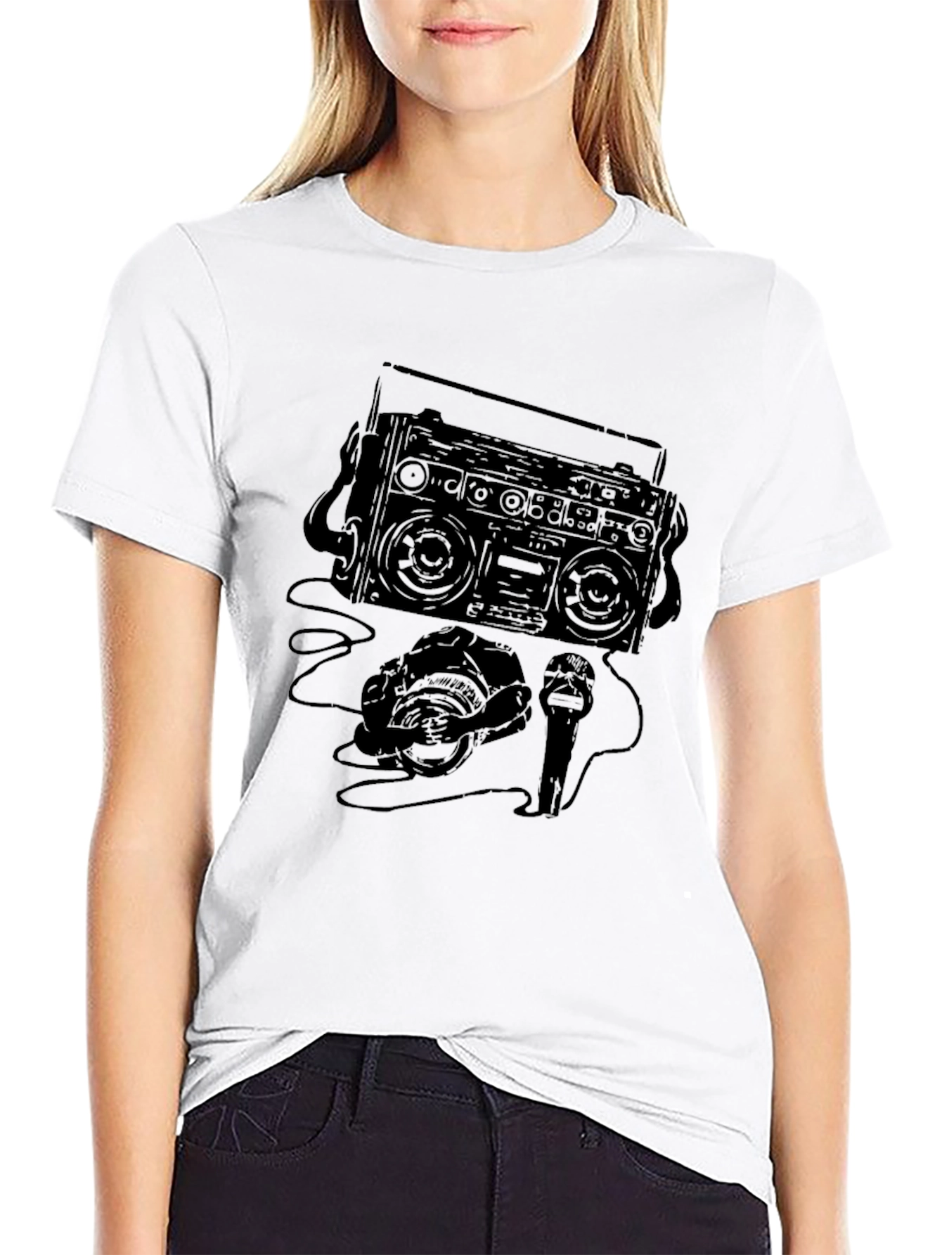 Retro Boombox Graphic T-Shirt - Classic Style