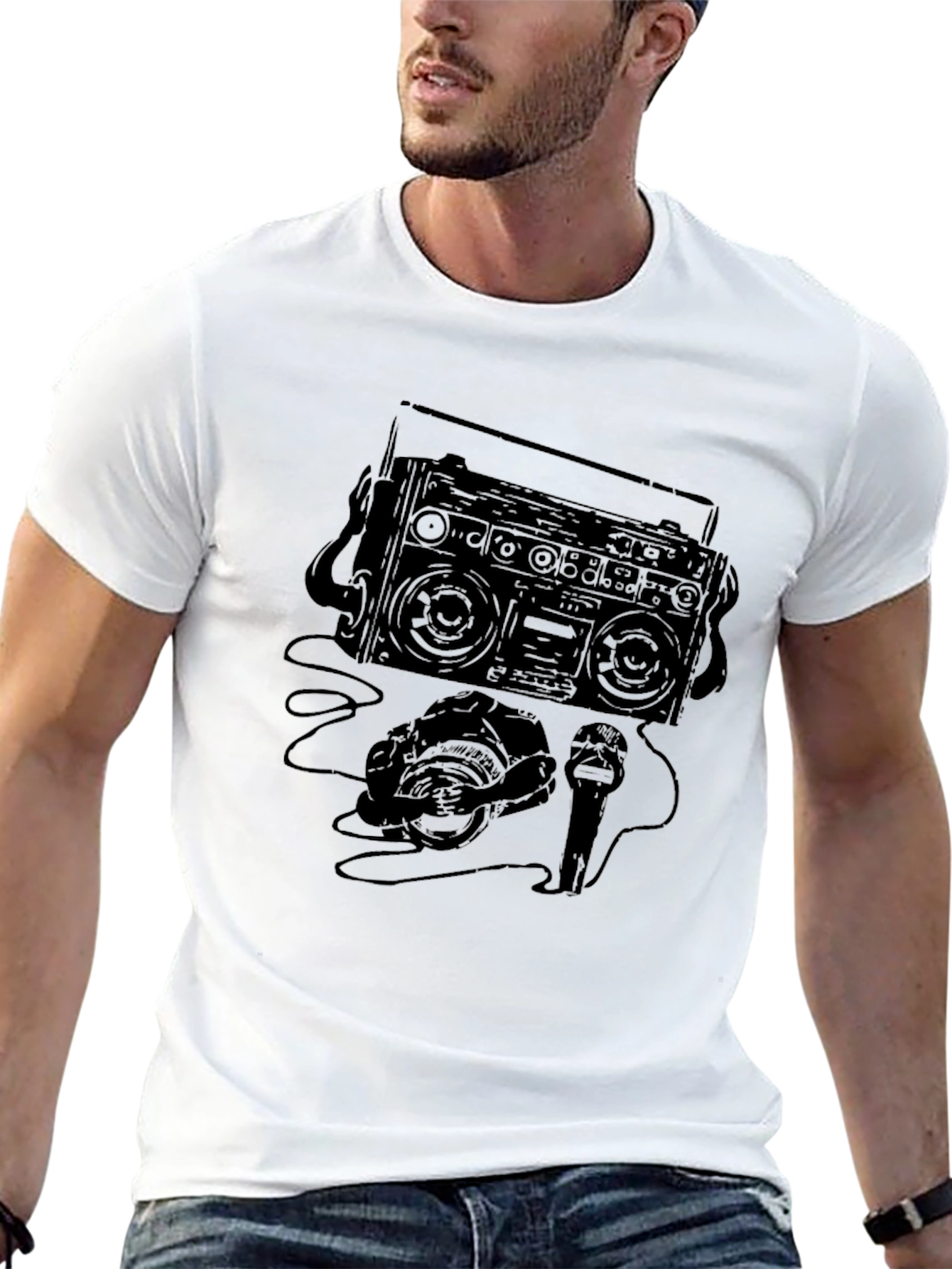 Retro Boombox Graphic T-Shirt - Classic Style
