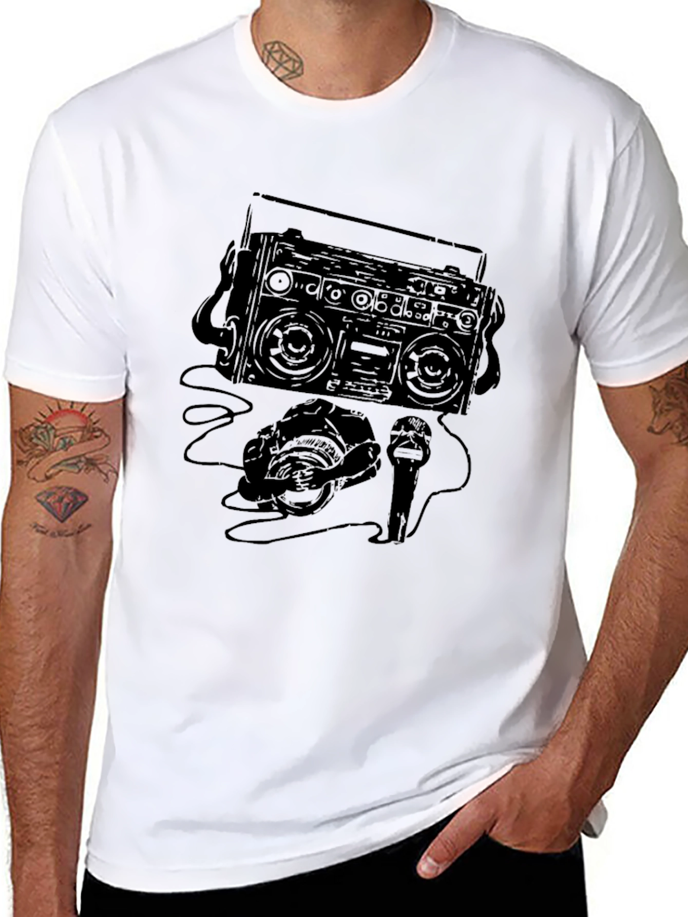 Retro Boombox Graphic T-Shirt - Classic Style