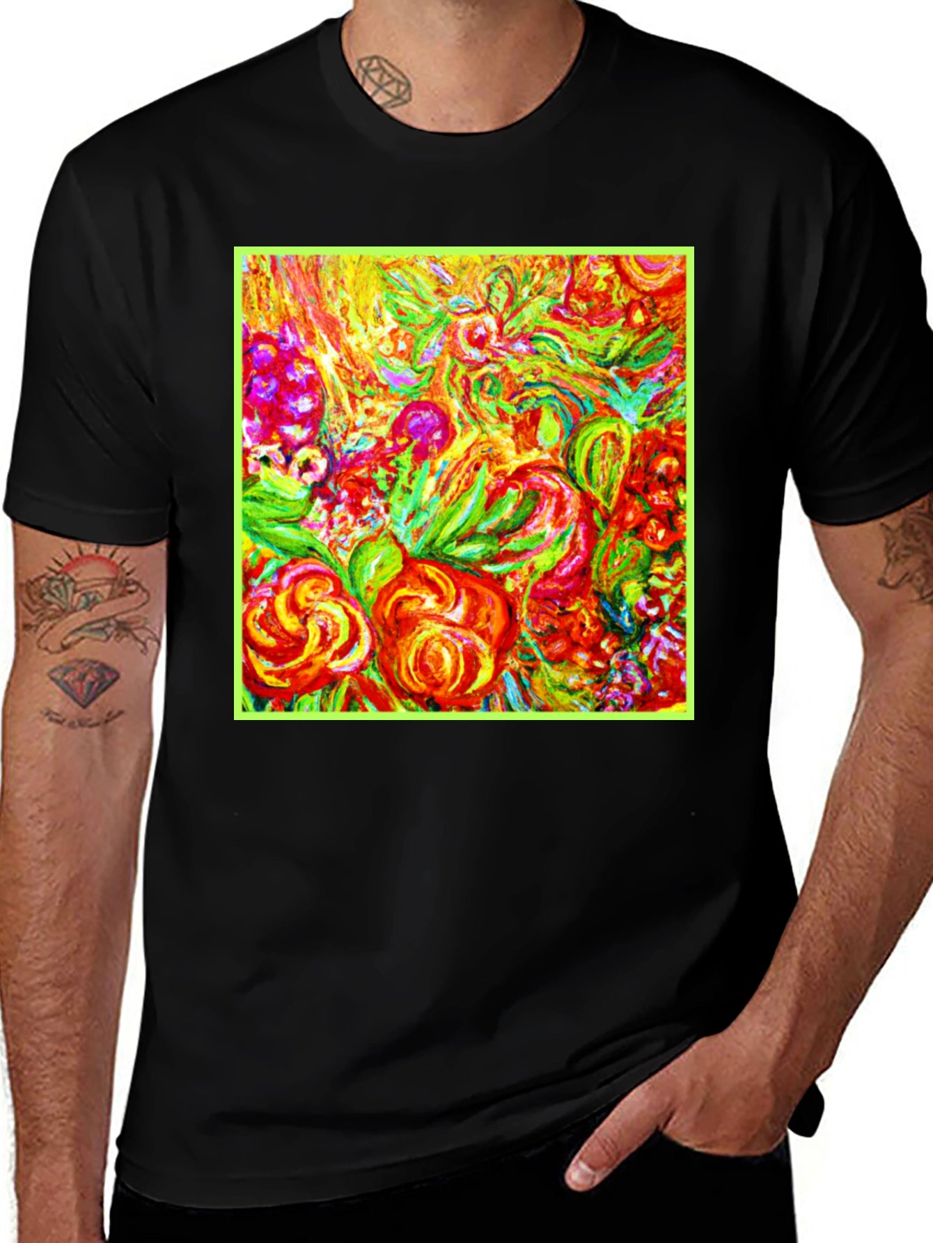 Vibrant Floral Art Print T-Shirt - Unique Design