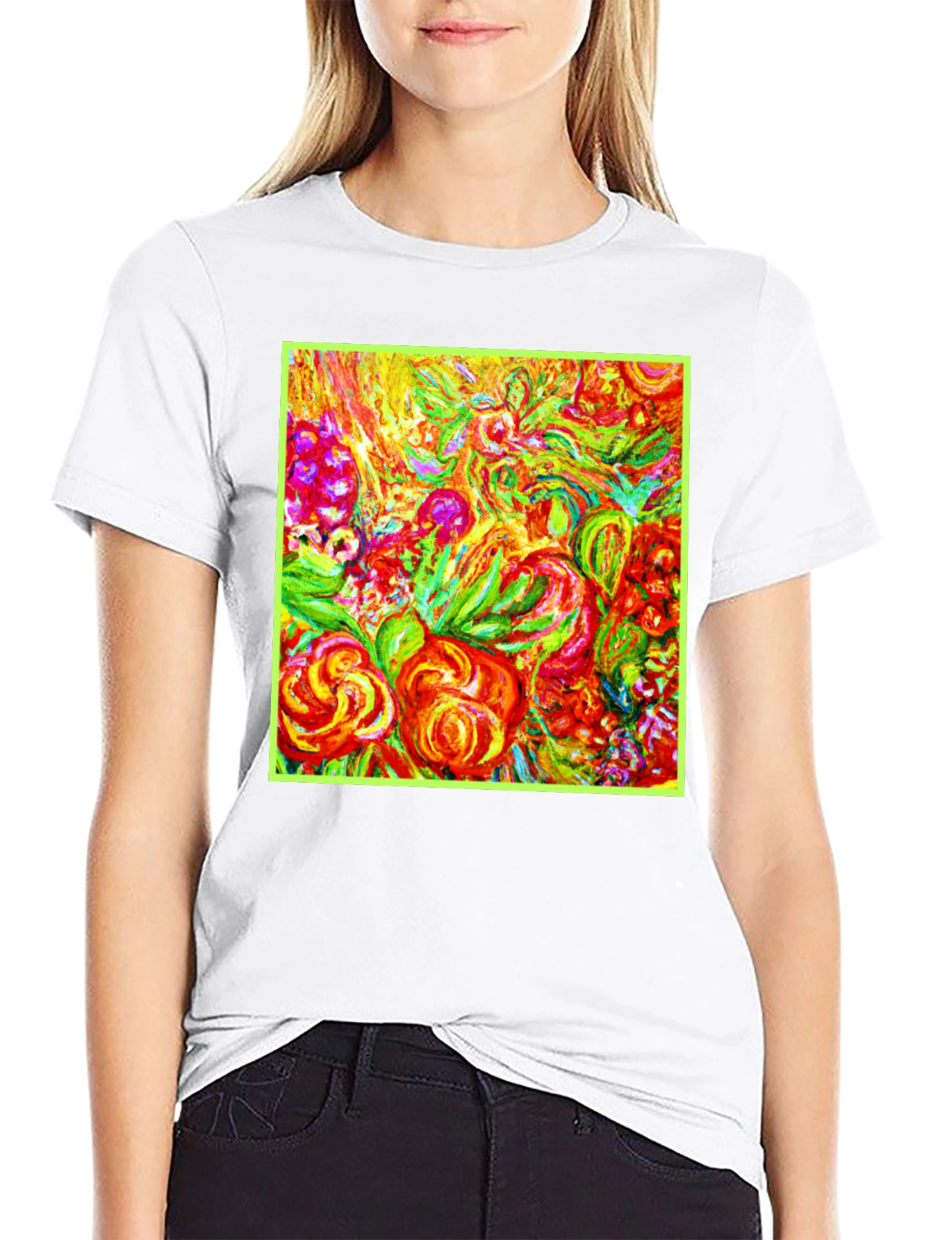 Vibrant Floral Art Print T-Shirt - Unique Design