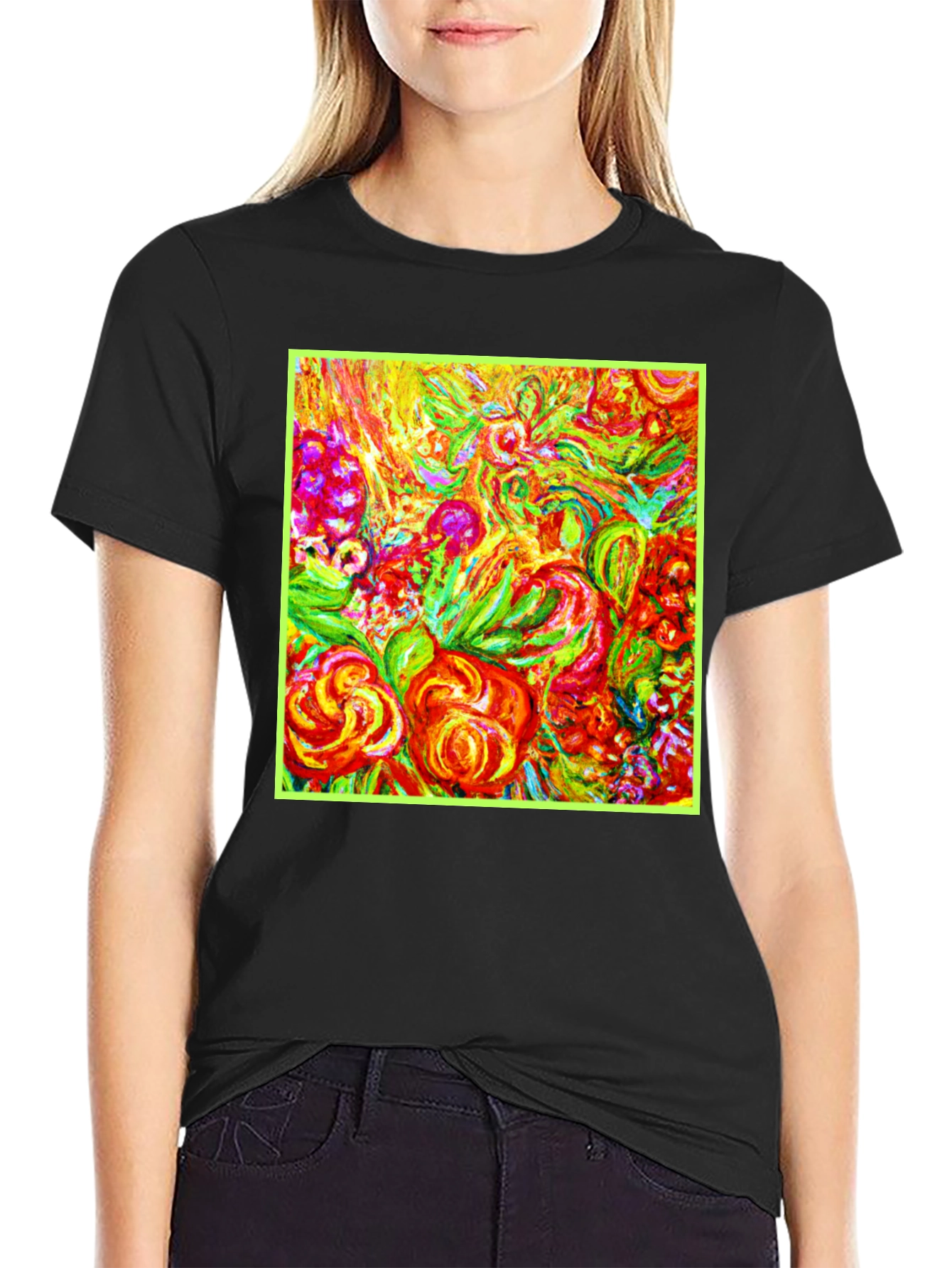 Vibrant Floral Art Print T-Shirt - Unique Design