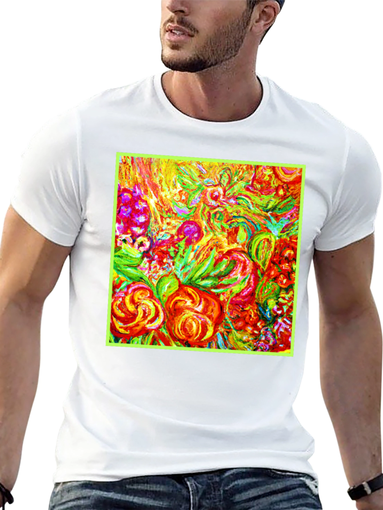 Vibrant Floral Art Print T-Shirt - Unique Design