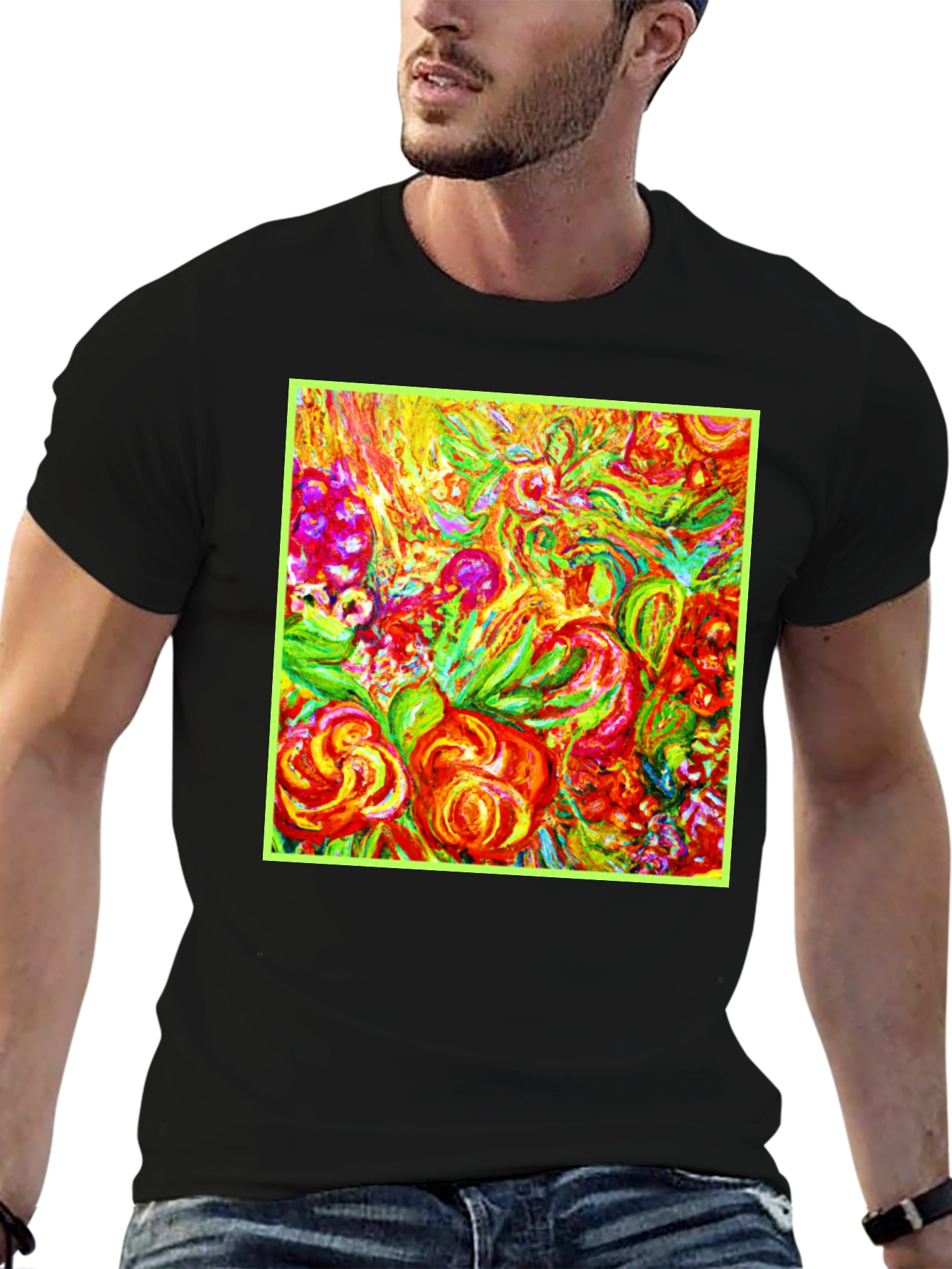 Vibrant Floral Art Print T-Shirt - Unique Design